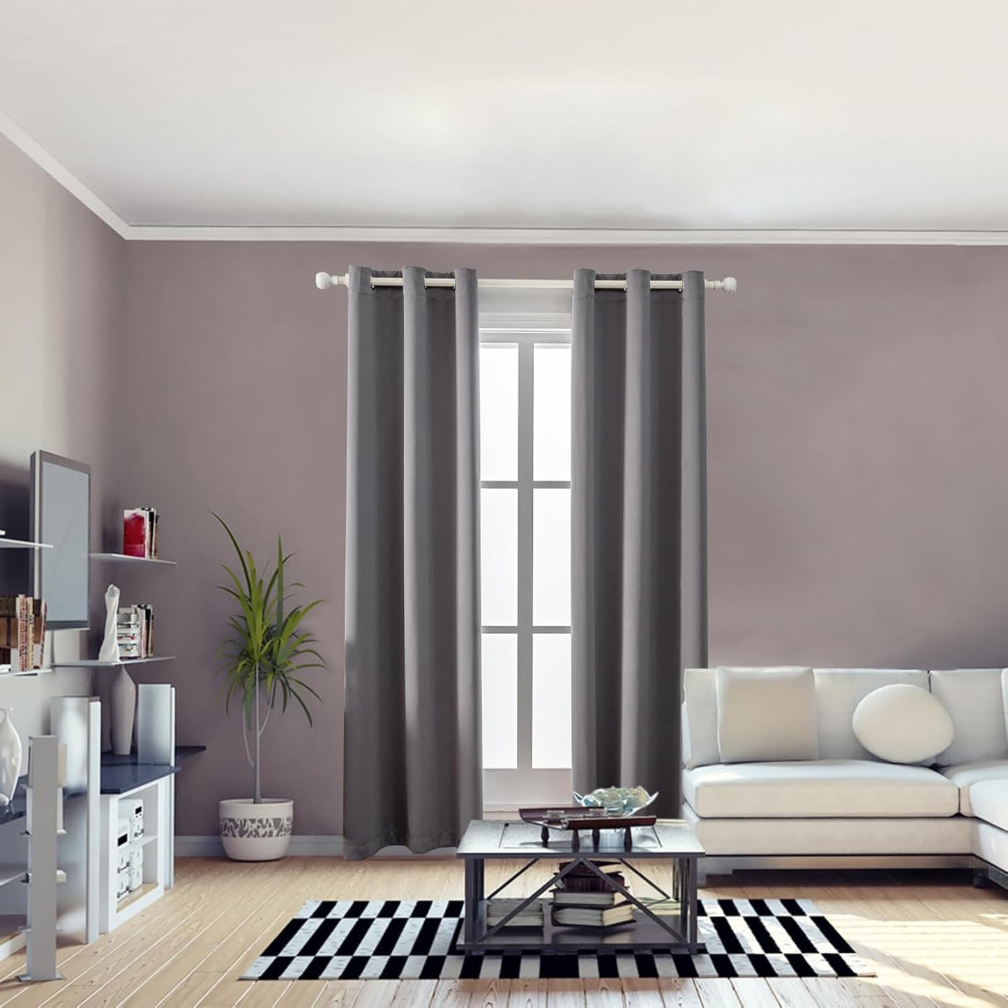 Anytime 100% Blackout Curtain Set, Thermal Insulated & Energy Efficiency Window Draperies for Guest Room, Full Shading Panels for Shift Worker and Light Sleepers（Grey, 2 Panels, 42W x 72L）