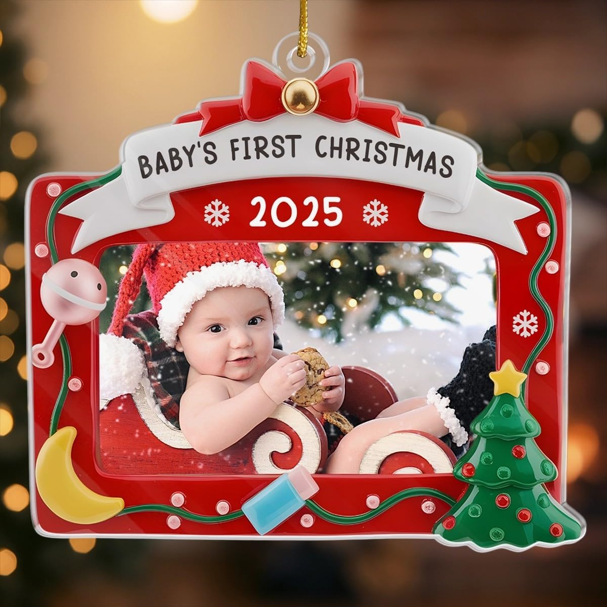 Pawfect House Custom Photo Acrylic Ornament, Personalized Christmas Baby Shower, Gender Reveal Gifts for New Moms, New Dads, New Parents, Xmas Decorations for New Mom, Dad, First Time Parents Gifts