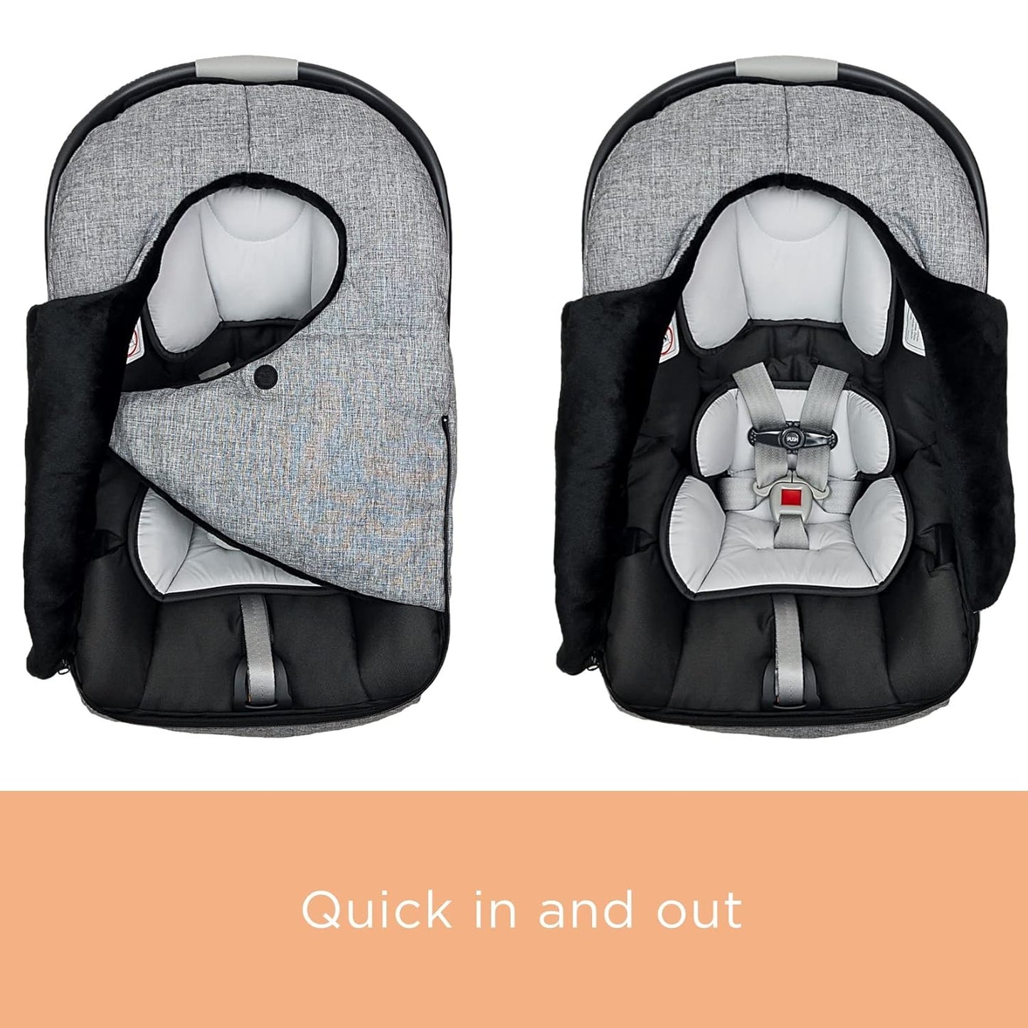 liuliuby Winter Carseat Covers for Baby | Infant Car Seat Cover Baby | Doona Accessories | Warm & Thick Fleece Canopy for Infant & New Born Cold Weather (Black)