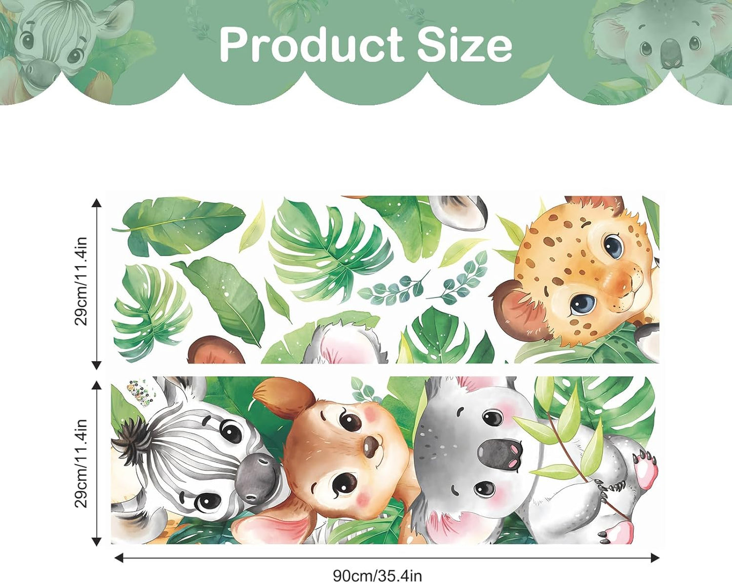 Tanlaby Jungle Animals Wall Stickers Woodland Animal Wall Decals Leopard Deer Zebra Safari Peel and Stick Art Decor for Baby Nursery Kids Bedroom Playroom Daycare Kindergarten