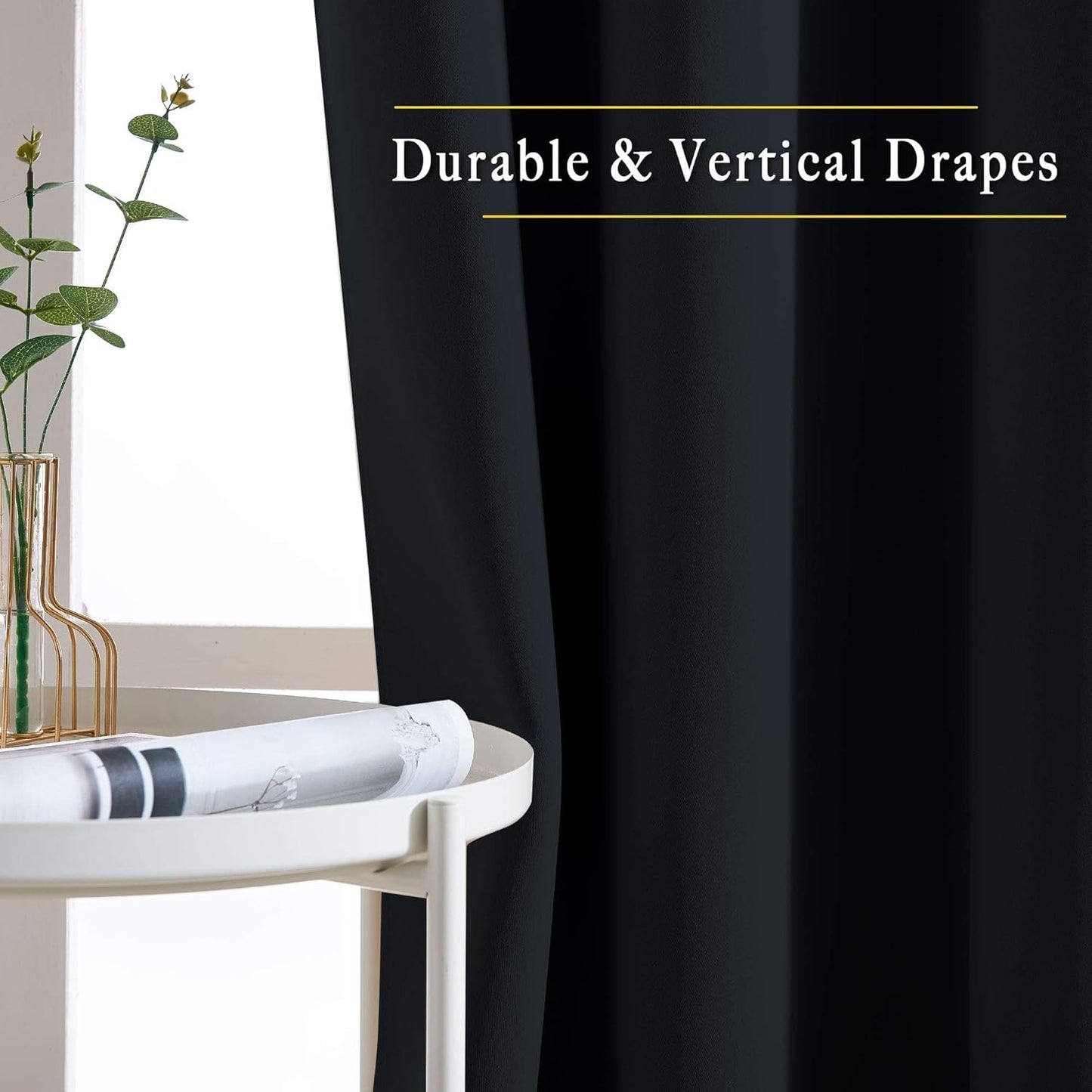 NICETOWN Black Out Curtains for Bedroom 84 inches Long - Light Reducing Thermal Insulated Solid Grommet Curtains/Panels/Drapes for Living Room (Set of 2, W52 x L84)