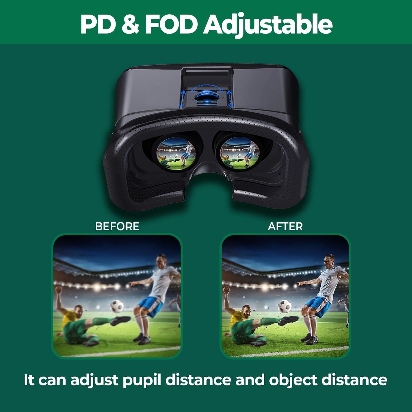 VR Headset for Phone with Controller, Anti-Blue Lens PD & Fl Adjustable Virtual Reality Goggles Set for Kids and Adults, Compatible with iPhone 16/15/14/13/12 Samsung Android 4.5-6.7"