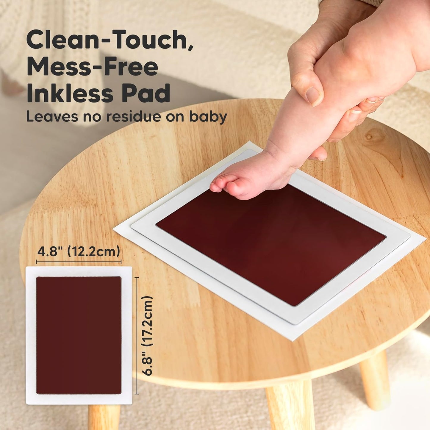 1-Pack Inkless Baby Hand and Footprint Kit - Mess Free Ink Pad for Newborn Keepsake, Dog Nose & Paw Print Kit, Clean Touch Ink Pad for Baby Hand & Footprints, Ideal New Mom Gifts(Auburn, Jumbo)