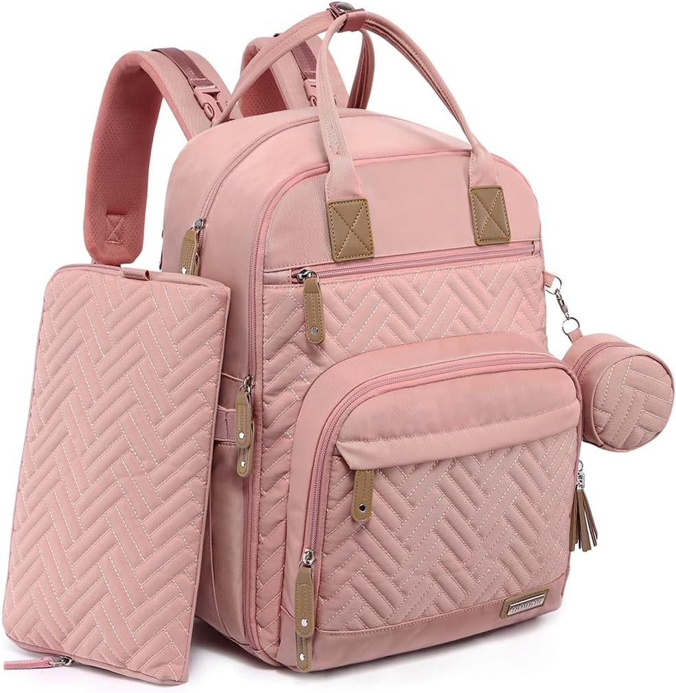 iniuniu Diaper Bag Backpack, 4 in 1 kit Large Unisex Baby Bags for Boys Girls, Waterproof Travel Back Pack with Diaper Pouch