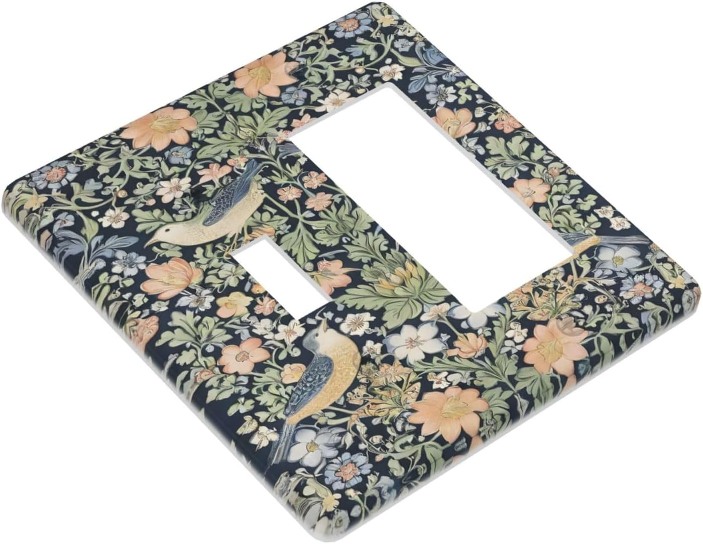 Decorative Outlet Covers Rustic Morris Birds Green Leaf Flower 2 Gang 1 Gang Wall Plate Cover Single Toggle Rocker Combo Light Switch Cover Plate Face Plate for Country Bedroom Decor