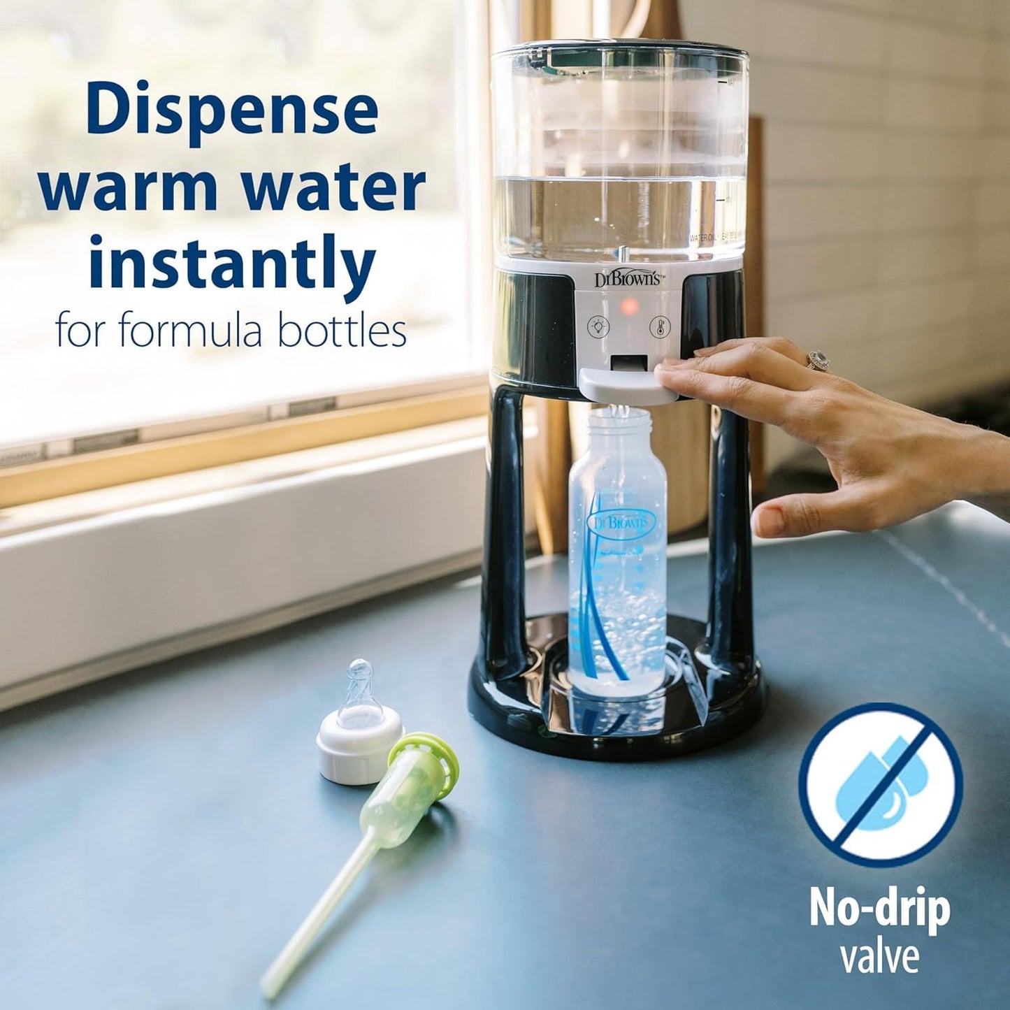 Dr. Brown's Insta-Prep Warm Water Dispenser with Baby Formula Mixing Pitcher, 32oz Orange