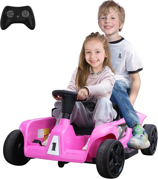 TOBBI 24V 2 Seater Kids Go Kart Ride On Toy Car, Battery Powered Electric Vehicles with Parent Remote/Trunk/Soft Start/Safety Belt/Music/Max Load 198 LBS for Toddlers 3-8 Years