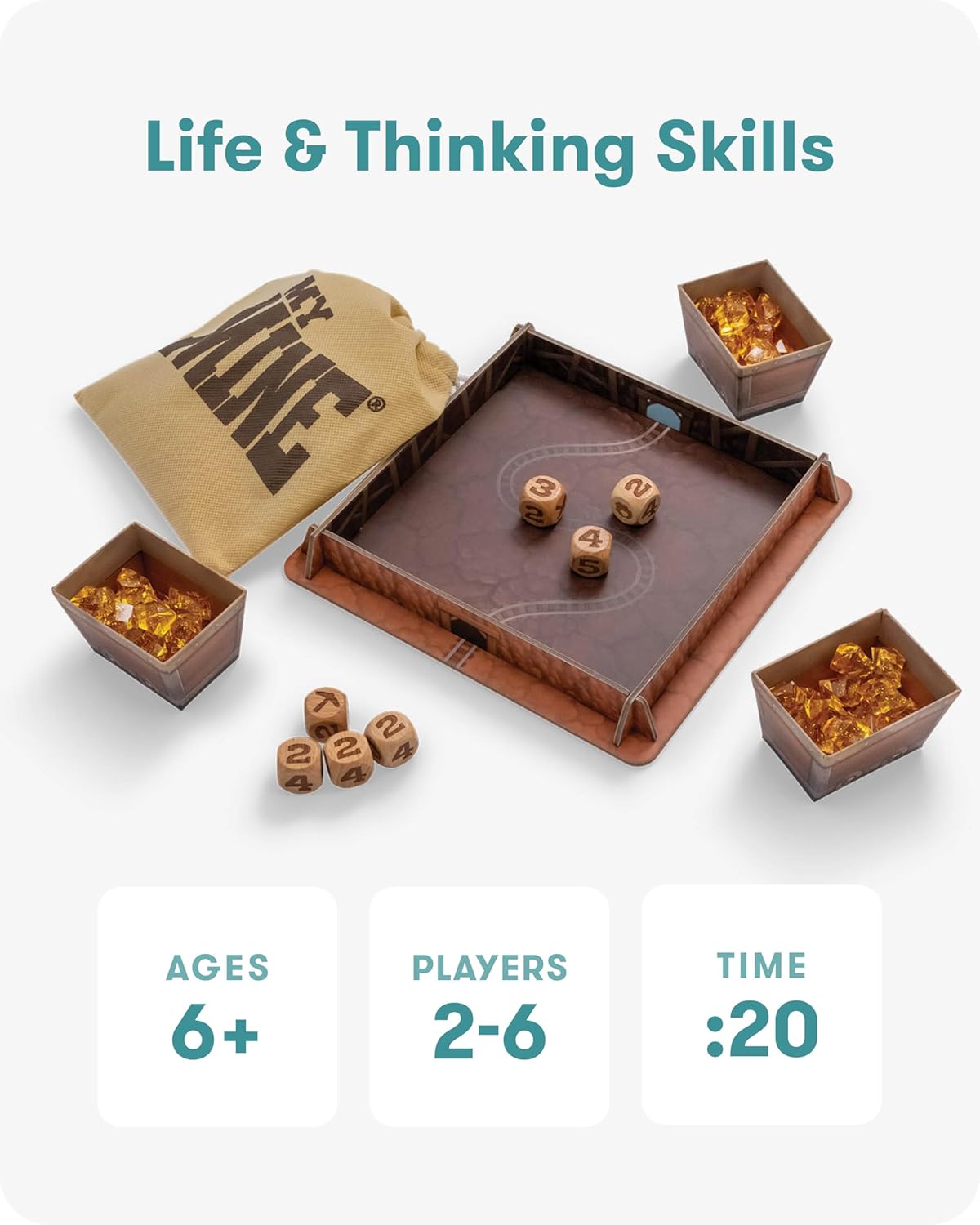 SimplyFun My Mine - Engaging Dice Based Probability & Strategy Game to Learn and Master Outcome Prediction, Fun Educational Experience for 2-6 Players, Suitable for Ages 6 and Up