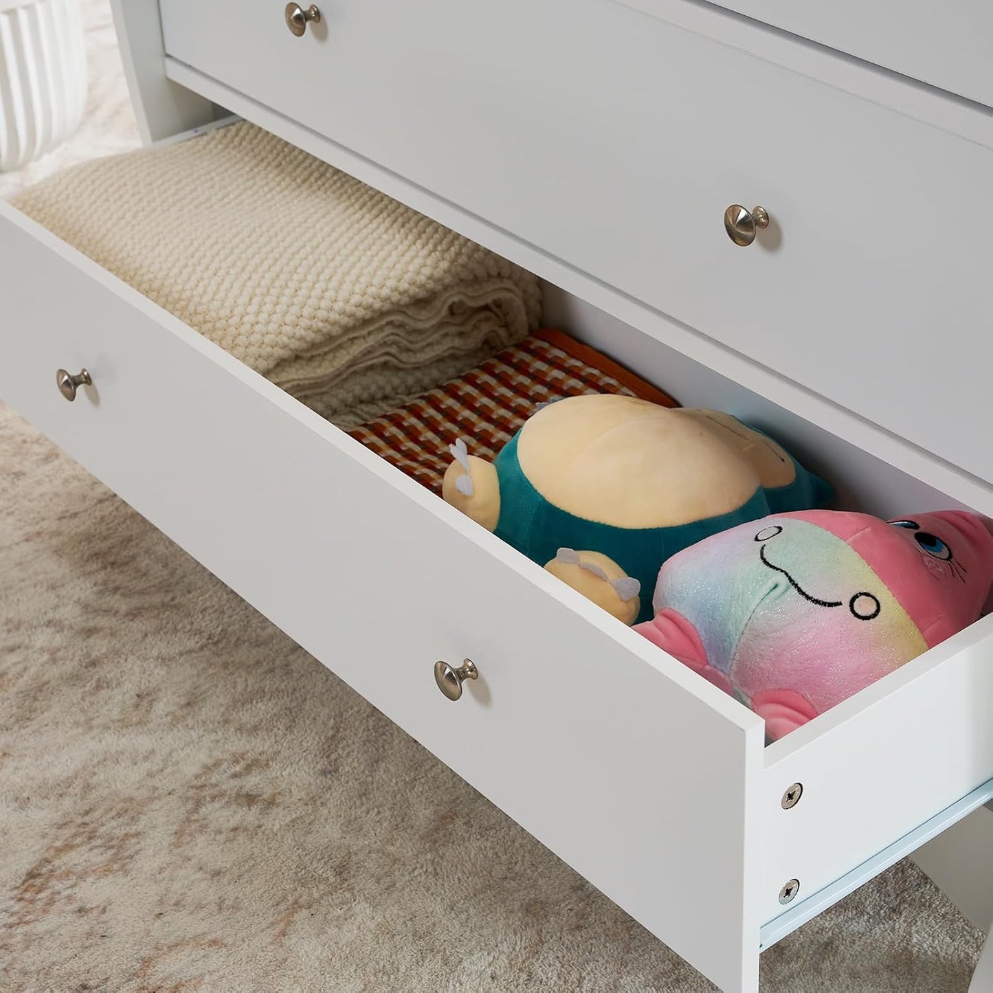 3-Drawer Changing Table, Safety Rails & Strap, Infant Diaper Changing Station with Drawers, Baby Diaper Changing Table Dresser for Nursery, Easy Assembly (White)