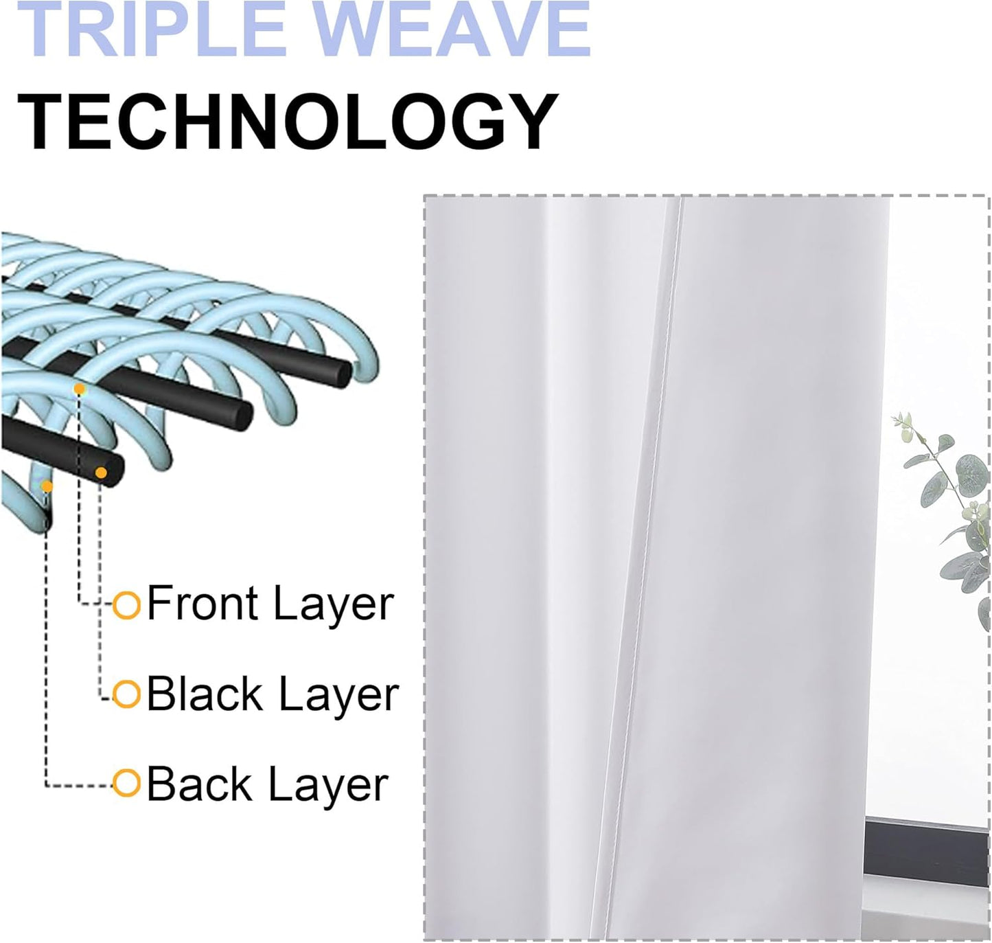 Simplebrand Ava Pure White Curtains for Patio 108 Inches Long 2 Panels Set, Room Darkening Window Treatment, Light Filtering Curtain Drapes, Soft Casual Rod Pocket Privacy Curtains, W50 x L108 Inch