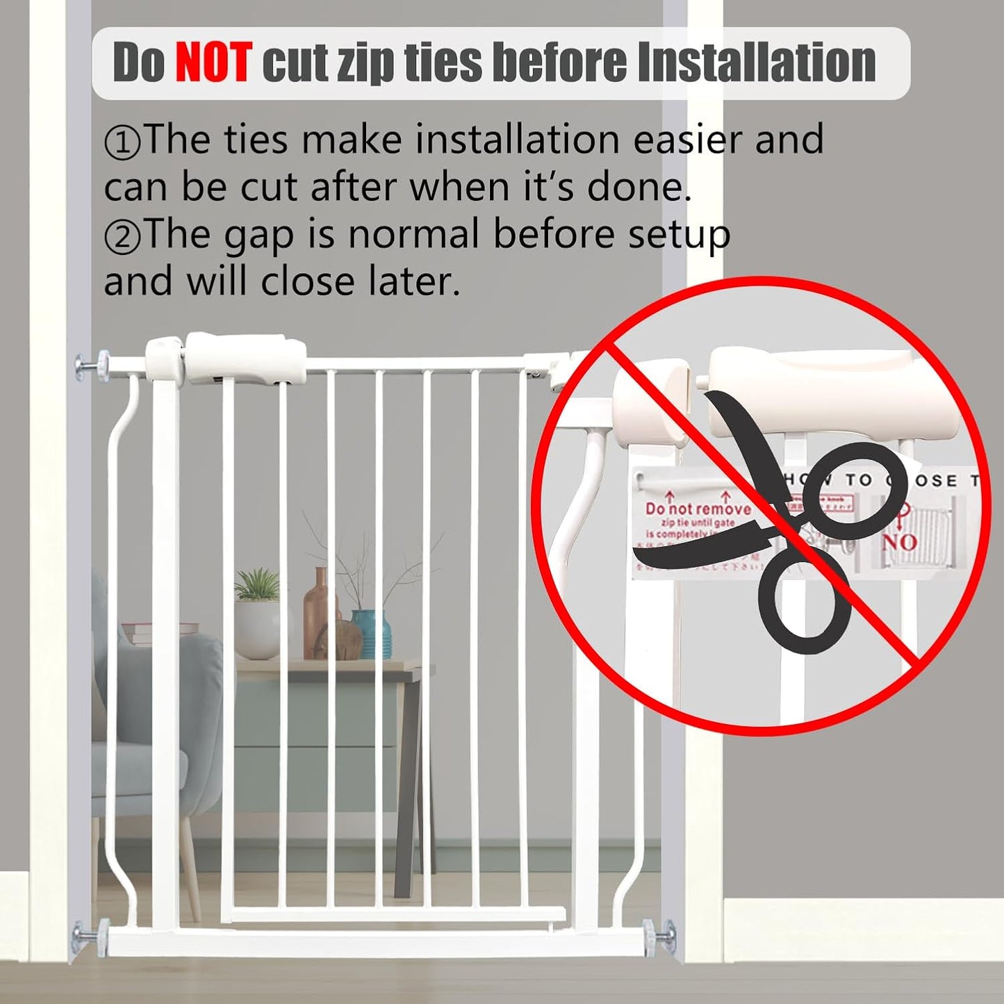 Heavy Duty Baby & Dog Safety Gate - Extra Wide 76.4-81.1 Inch, White Metal, Tension Mounted No Drilling Pet Gate for Stairs & Doorways, 30 Inch Tall