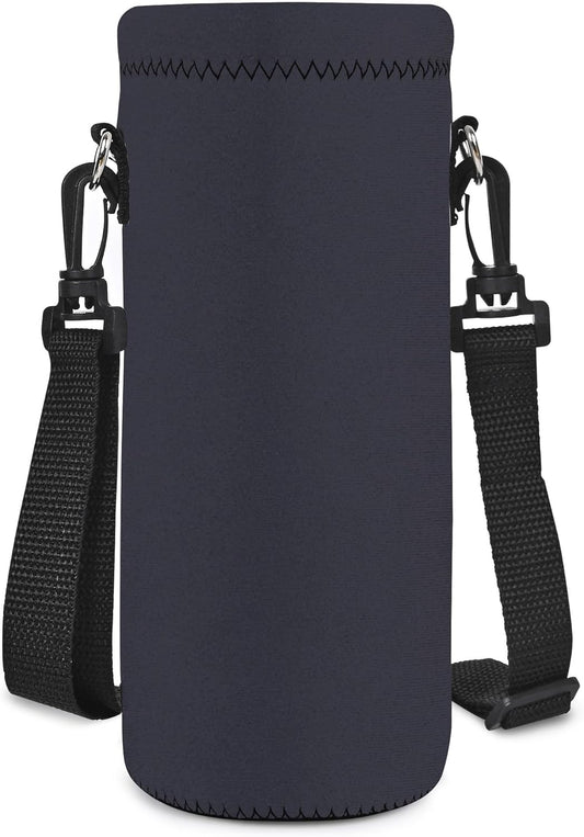 Neoprene Water Bottle Carrier Bag with Adjustable Shoulder Strap for Men Women Walking Hiking,Portable Insulated Holder Case for Stainless Steel/Glass/Plastic Bottles