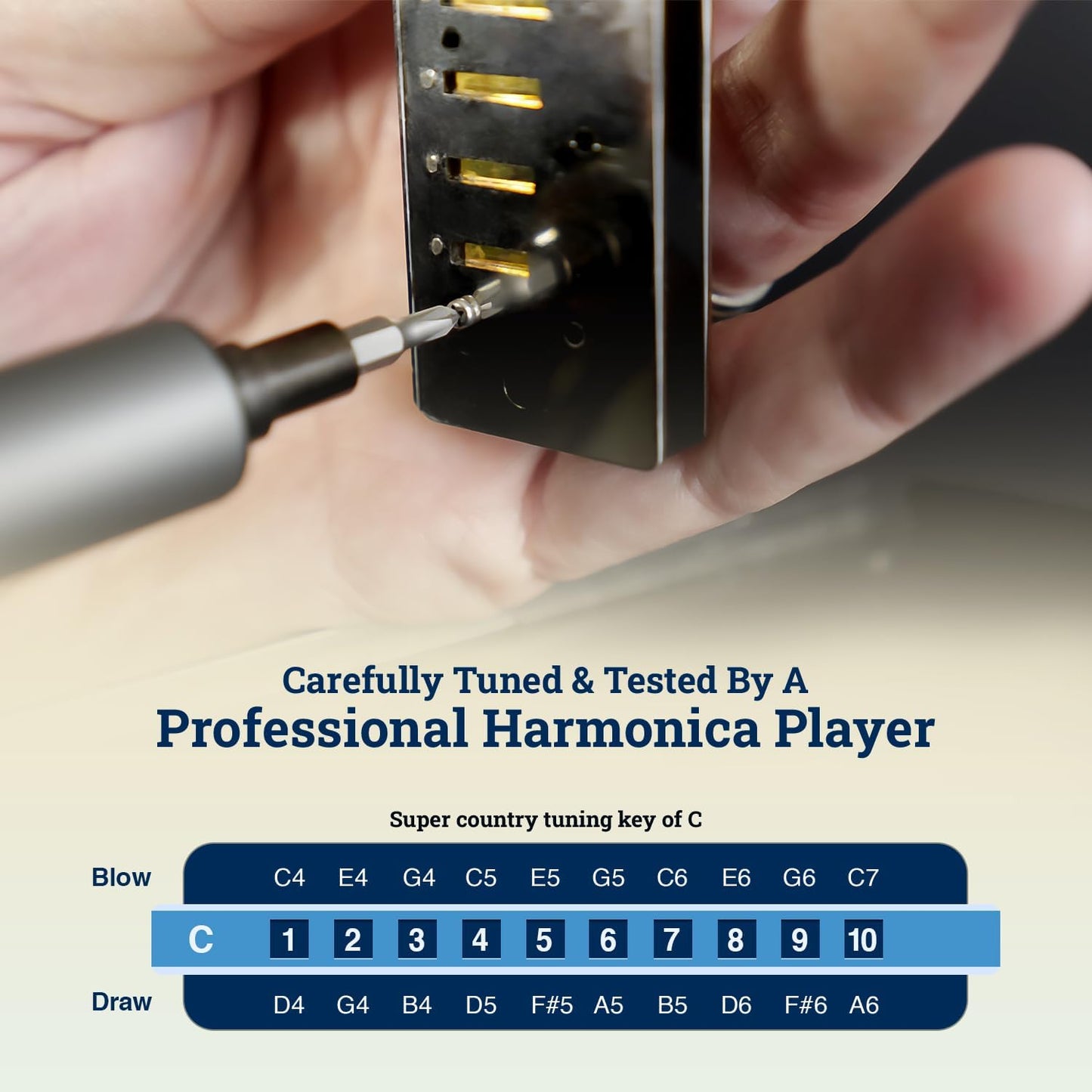 Harmo Polar Diatonic Harmonica Key of Ab, Super Country Tuned - Ideal for Bluegrass, Jazz, and Celtic Music, Mouth Organ With Case, Harmonica for Adults, Beginners & Professionals