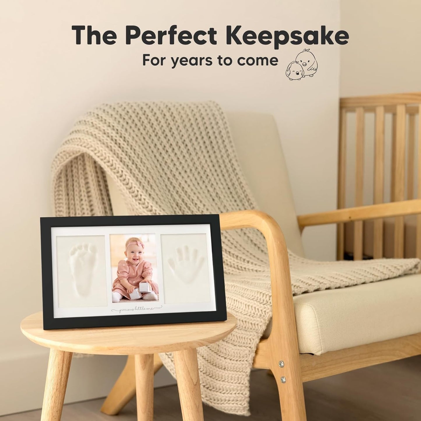 Baby Hand and Footprint Kit - Clay Handprint Keepsake Frame, Newborn Nursery Picture Frame, Personalized New Mom Gifts for Baby Shower & Registry (Onyx Black)
