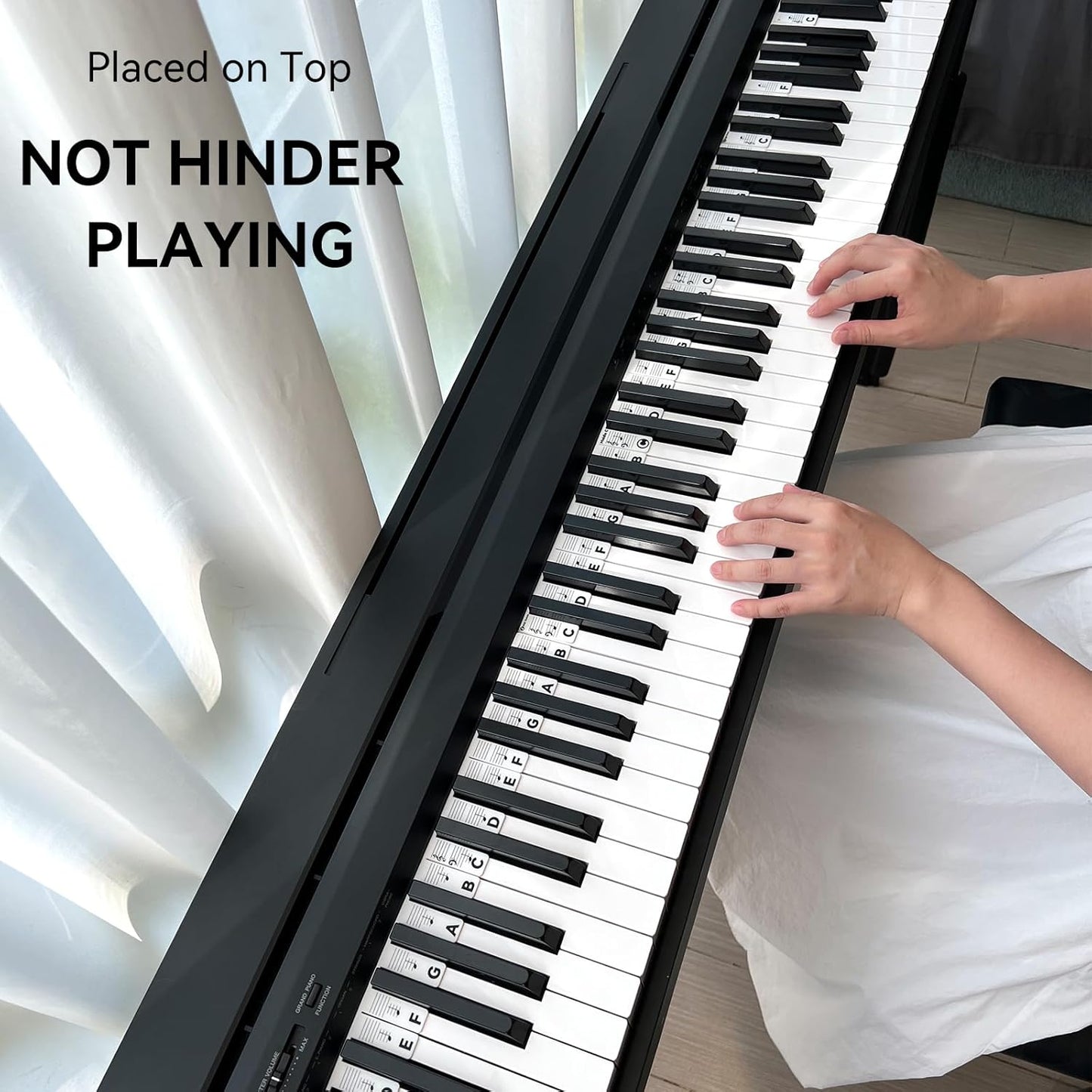 Piano Notes Guide for Beginner, Removable Piano Keyboard Note Labels for Learning, 88-Key Full Size, Made of Silicone, No Need Stickers, Reusable and Comes with Box (Classic Black）