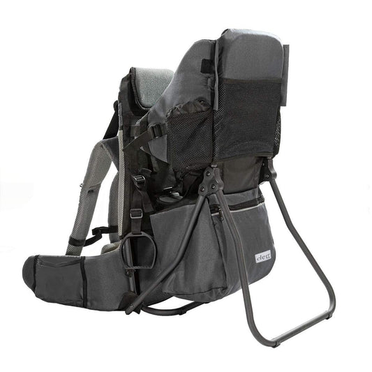 ClevrPlus Cross Country Baby Backpack Carrier, Grey, Toddler Hiking Backpack with Comfortable Seat, Adjustable Straps & Belt, Foldable Frame Lightweight Large Capacity Child Carrier for Outdoor