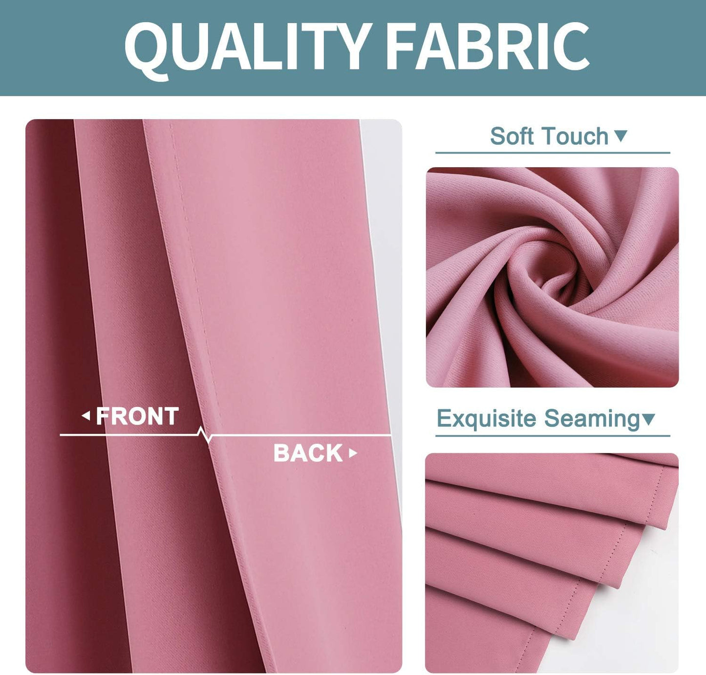 ChrisDowa Grommet Room Darkening Curtains for Bedroom and Living Room - 2 Panels Set Thermal Insulated Blackout Curtains (Pink, 38W x 54L)