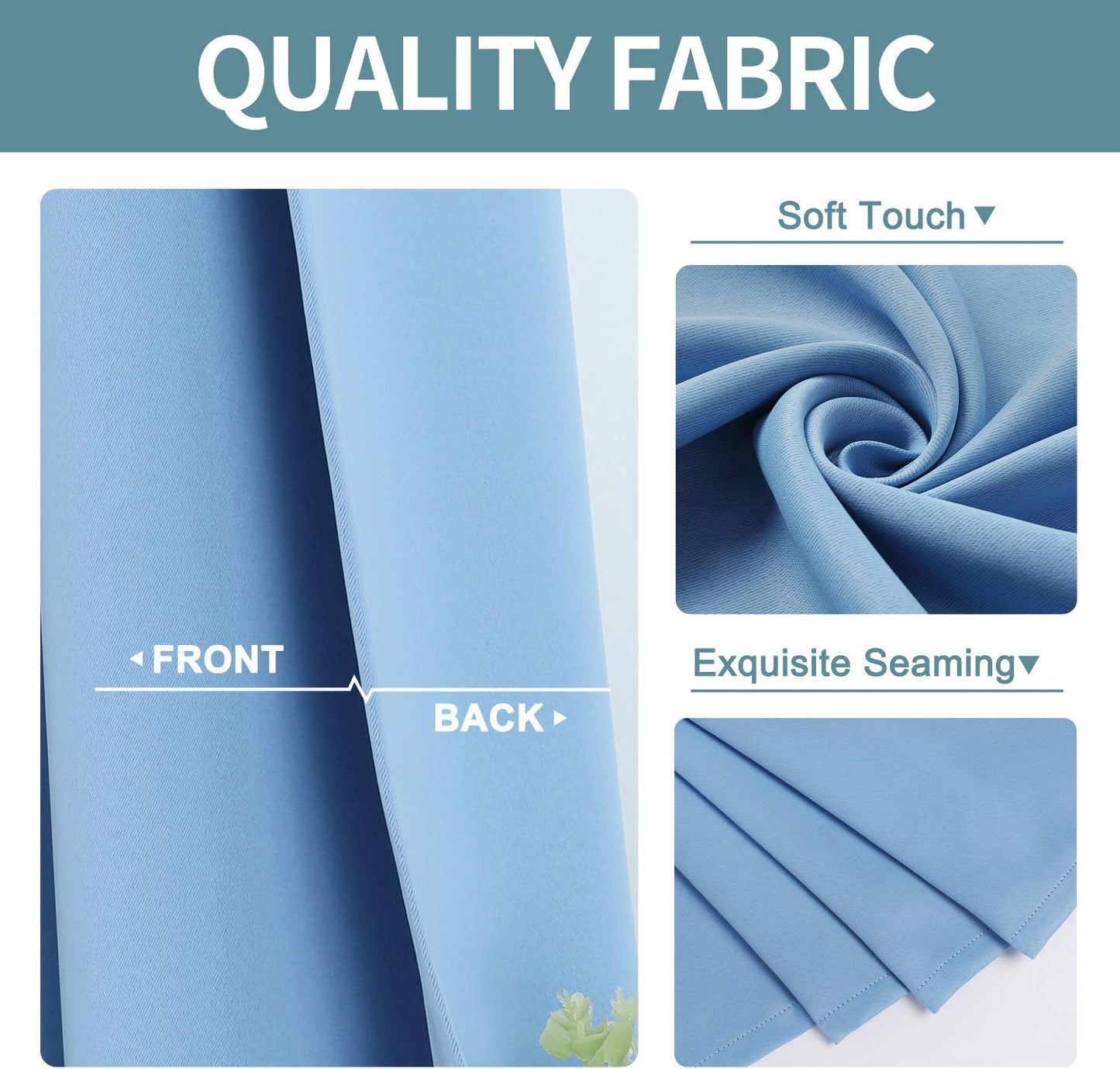 ChrisDowa Grommet Room Darkening Curtains for Bedroom and Living Room - 2 Panels Set Thermal Insulated Blackout Curtains (Sky Blue, 38W x 54L)