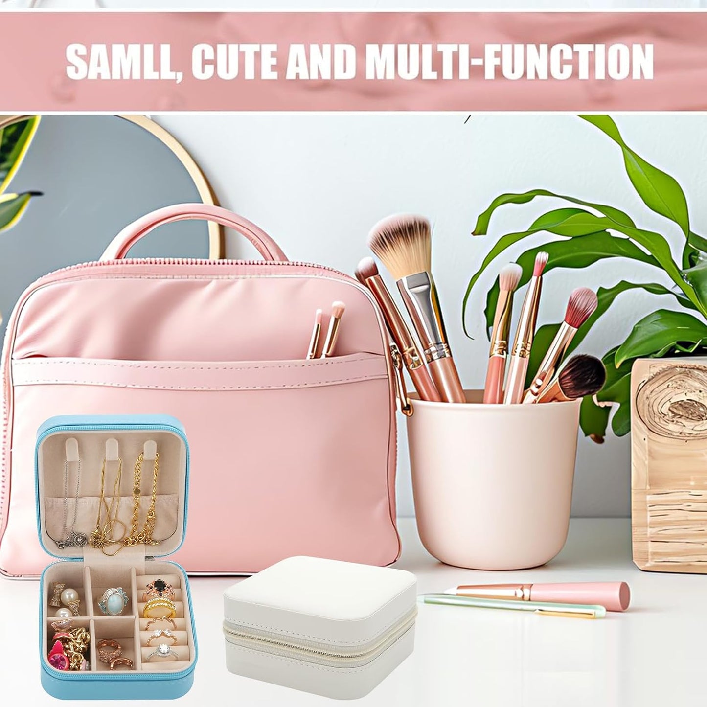 Bridesmaid Proposal Gifts Letter Cosmetic makeup bag bulk for Wedding Party Favors Bachelorette party decorations Toiletry Organizer Bag Makeup Case Gift (6, White&Gold)