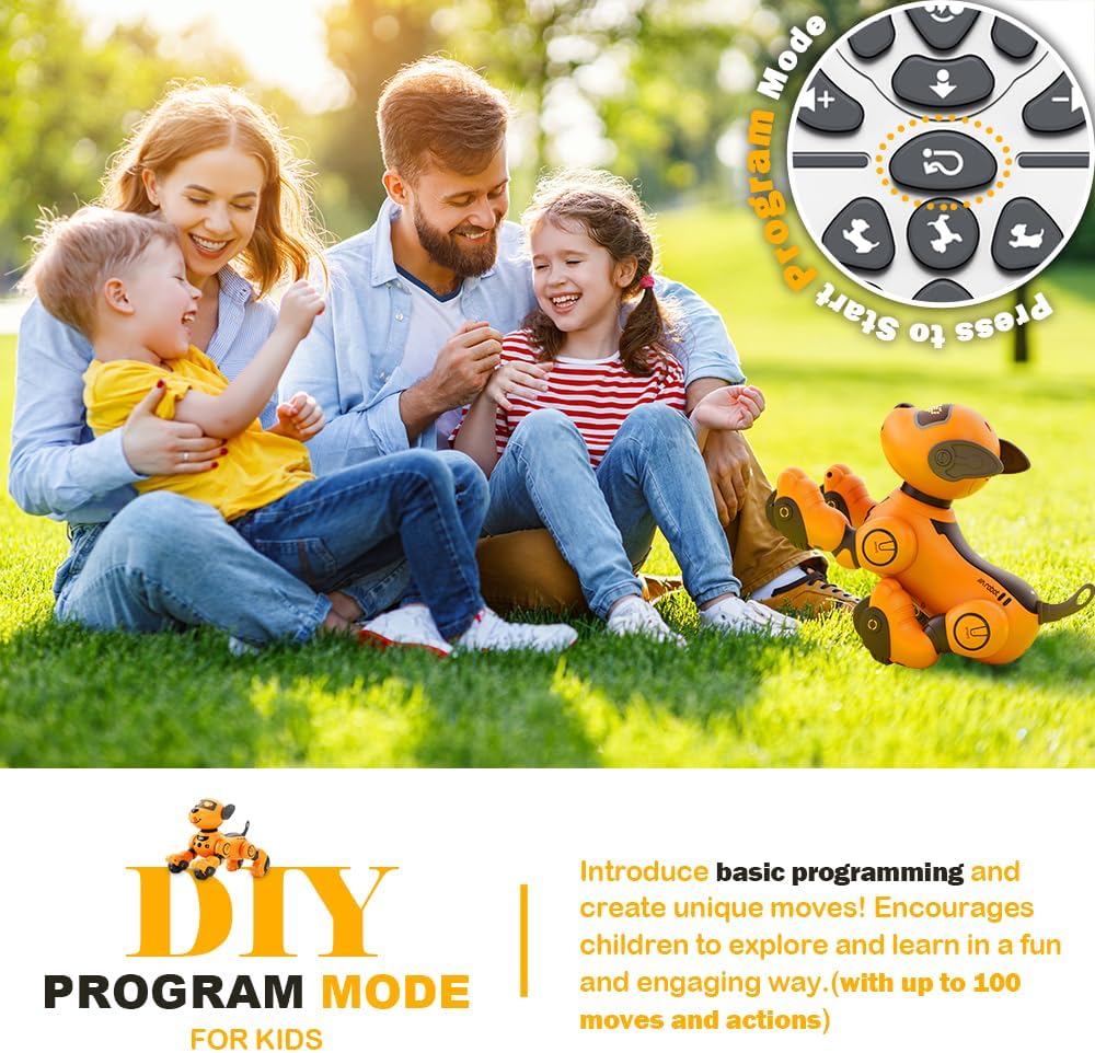 VATOS Robot Dog Toy for Kids, Voice & 2.4GHz Remote Control Robot Pet with Interactive Touch Sensors, Over 20+ Responses, Program Mode, Robotic Puppy Toy for Kids Boys & Girls