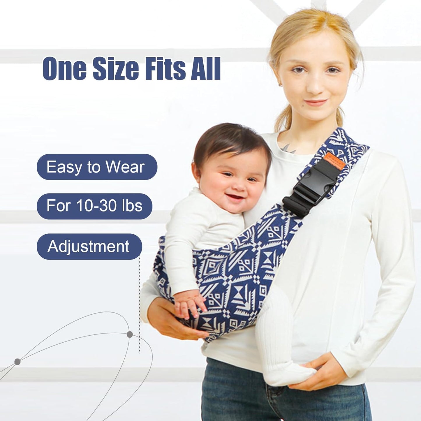 Baby Sling Carrier,Baby Sling,Toddler Carrier,Adjustable and Non-Slip Hip Seat Carriers Carrying 10-30 lbs(Blue Sailboat)