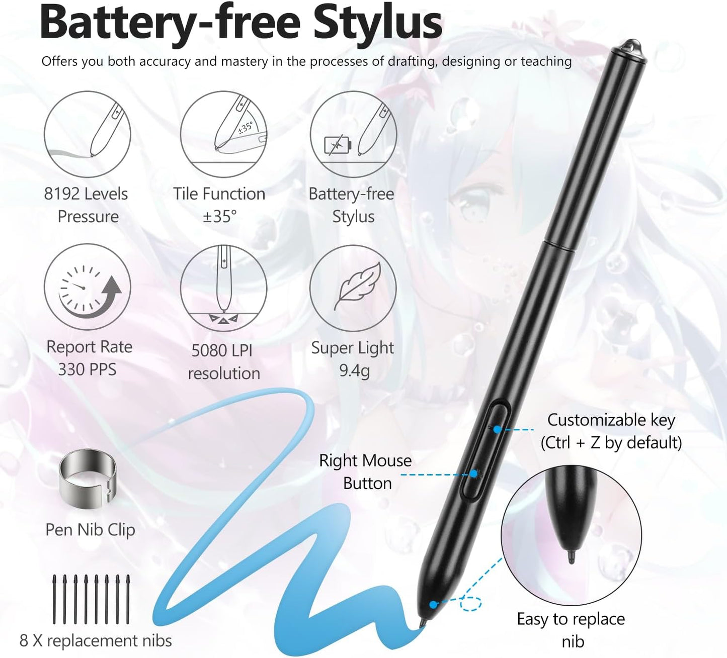 T605 Drawing Tablet 6.7x4 inch Graphic Digital Drawing Tablet with 8192 Pen Pressure 6 Customized Hot Keys Art Tablet for OSU Online Teaching Designing Beginners Work with Mac PC Android