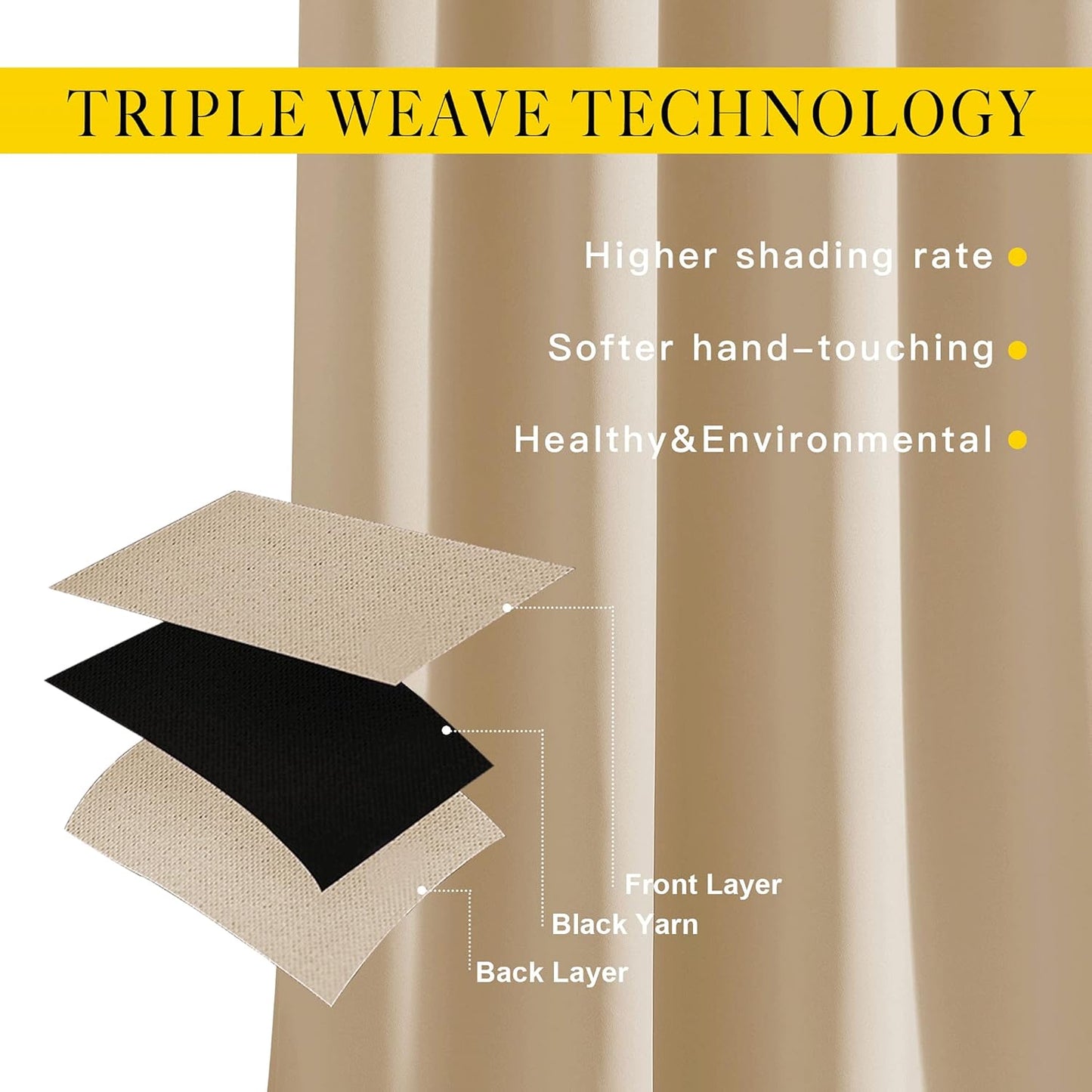 NICETOWN Biscotti Beige Cafe Curtains 36 inches Long, Grommet Thermal Drapes Room Darkening Short Window Treatments for Bathroom, 2 Panels, W52 x L36