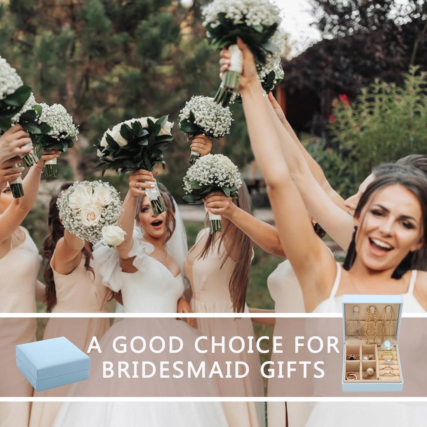 Bridesmaid Proposal Gifts Letter Cosmetic makeup bag bulk for Wedding Party Favors Bachelorette party decorations Toiletry Organizer Bag Makeup Case Gift (8, White&Gold)
