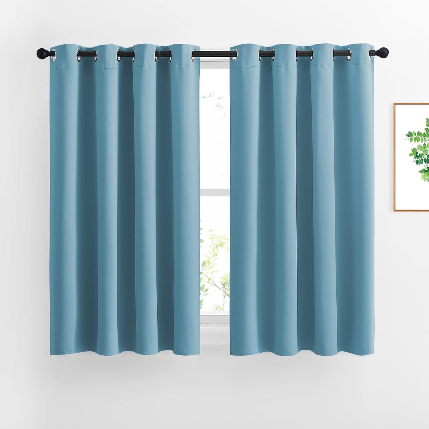 NICETOWN Blackout Curtains 54 Long - Window Treatment Thermal Insulated Solid Grommet Blackout Curtains/Panels/Drapes for Bedroom (Set of 2 Panels, 52 by 54 Inch, Teal Blue)
