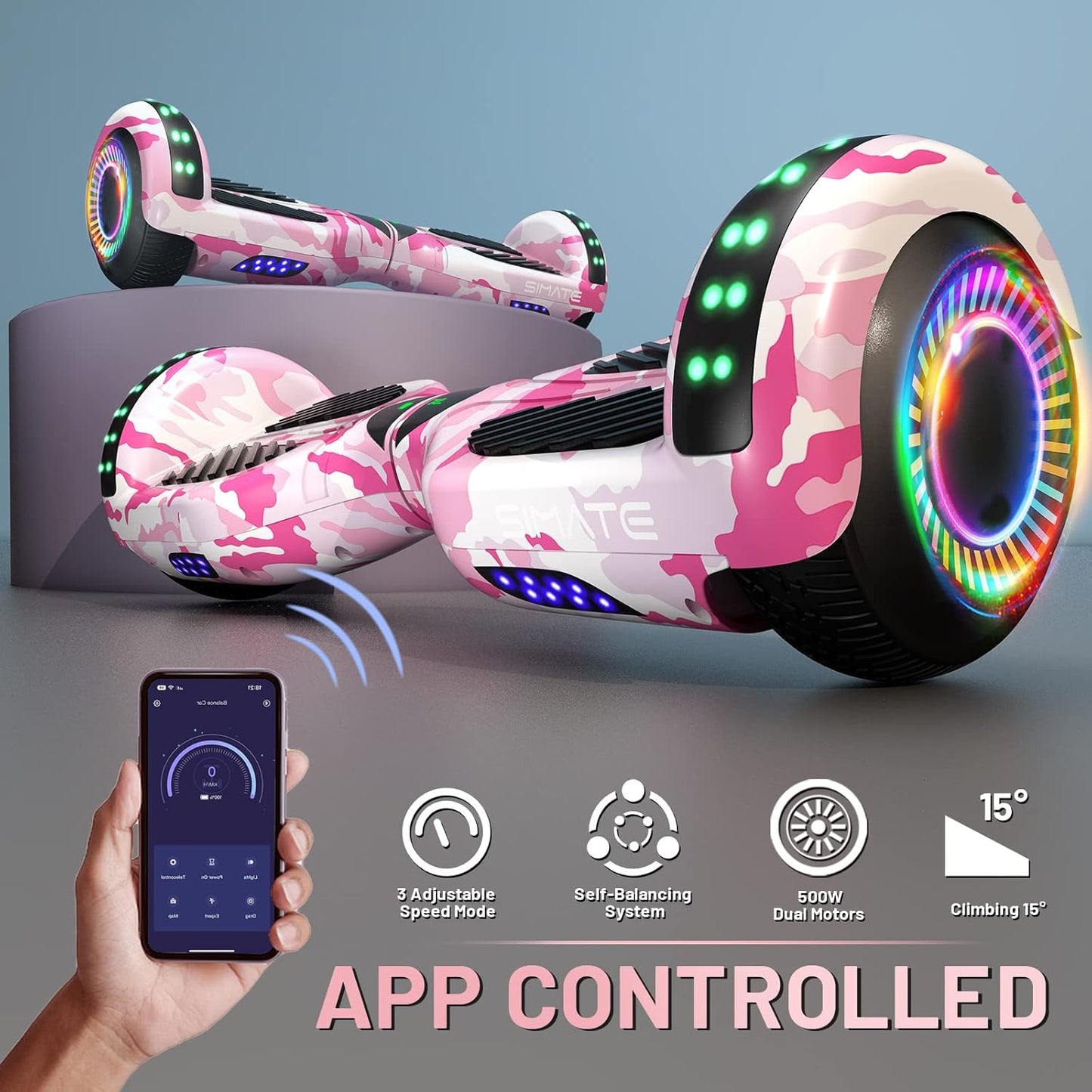 Scooter, Bluetooth & Corlorful LED Lights, Gifts for Kids & Adults & Girls & Boys, for All Ages