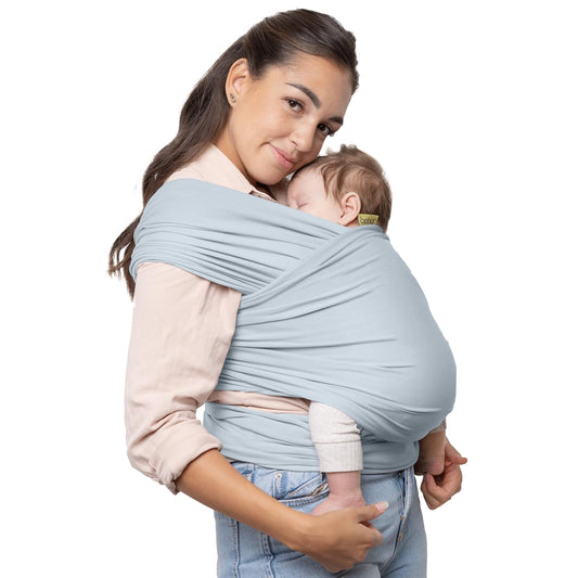 Boba Baby Wrap Carrier - Original Baby Carrier Wrap Sling for Newborns - Baby Wearing Essentials - Newborn Wrap Swaddle Holder, Newborn to Toddler Infant Sling (Serenity Light Blue)