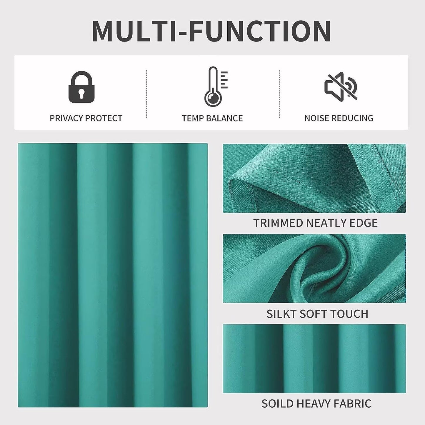 Joydeco Blackout Curtains 108 Inch Length 2 Panels Set, Thermal Insulated Long Curtains& Drapes 2 Burg, Room Darkening Grommet Drapes for Living Room Bedroom Window (W52 x L108 Inch, Peacock Blue)