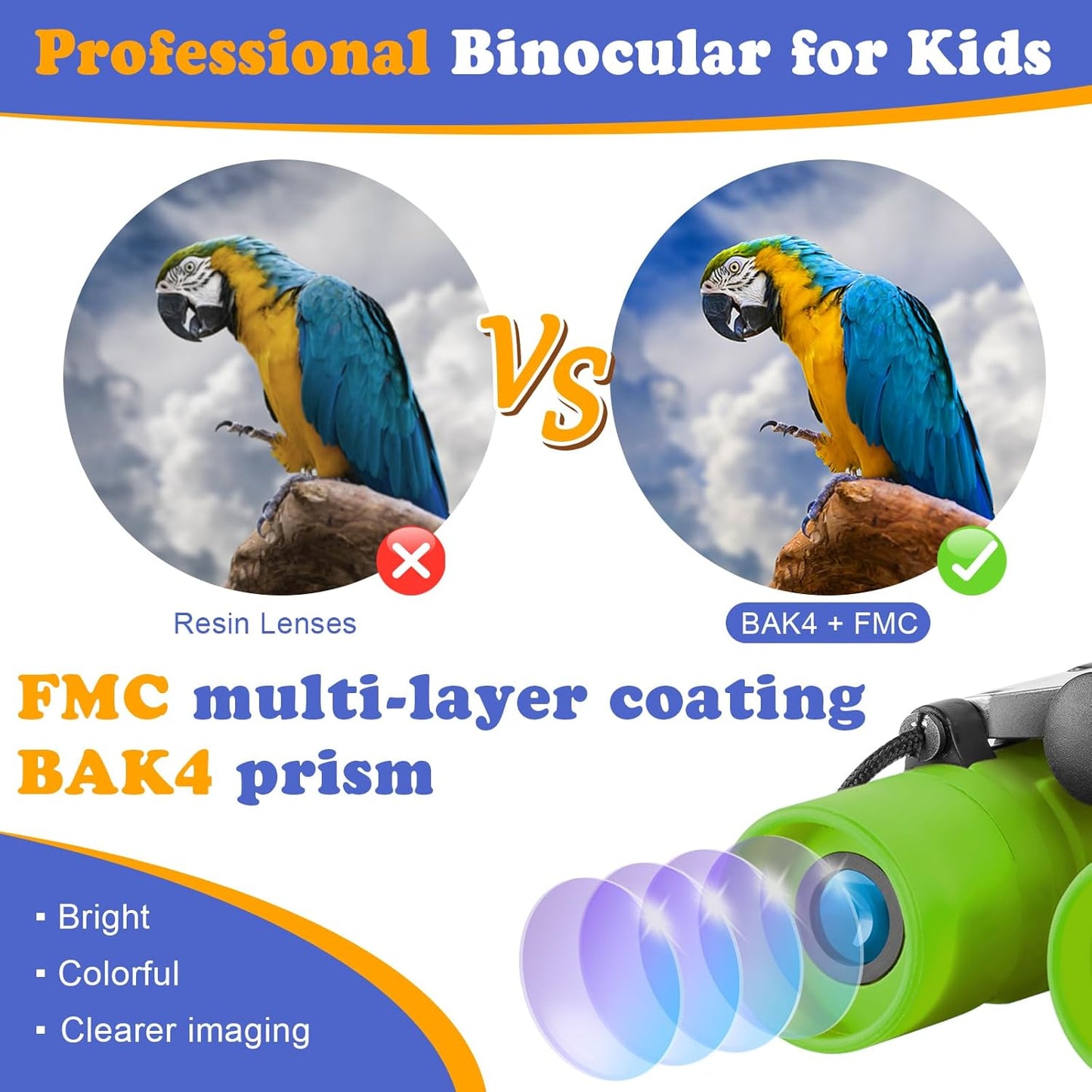 Obuby Real Binoculars for Kids Gifts for 3-12 Years Boys Girls 8x21 High-Resolution Optics Compact Toy Binocular for Bird Watching,Travel, Camping
