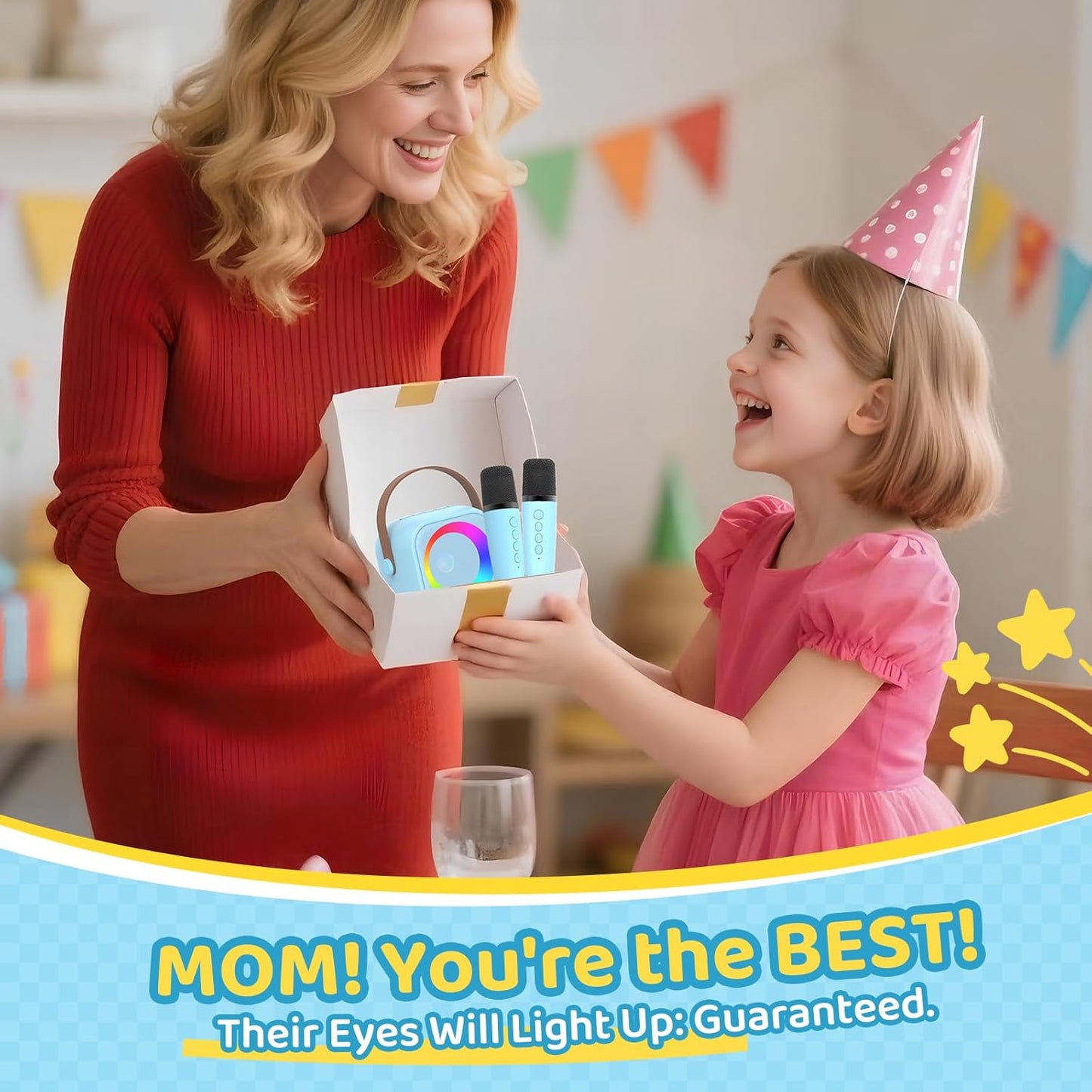Karaoke Machine for Kids, Toys for 3-12 Years Old Girls Gifts, Kids Karaoke Microphone Machine Toy, Best Fun Christmas Birthday Gifts for 5 6 7 8 9 10 11 Years Teens Girl Boys Blue 2 Mic