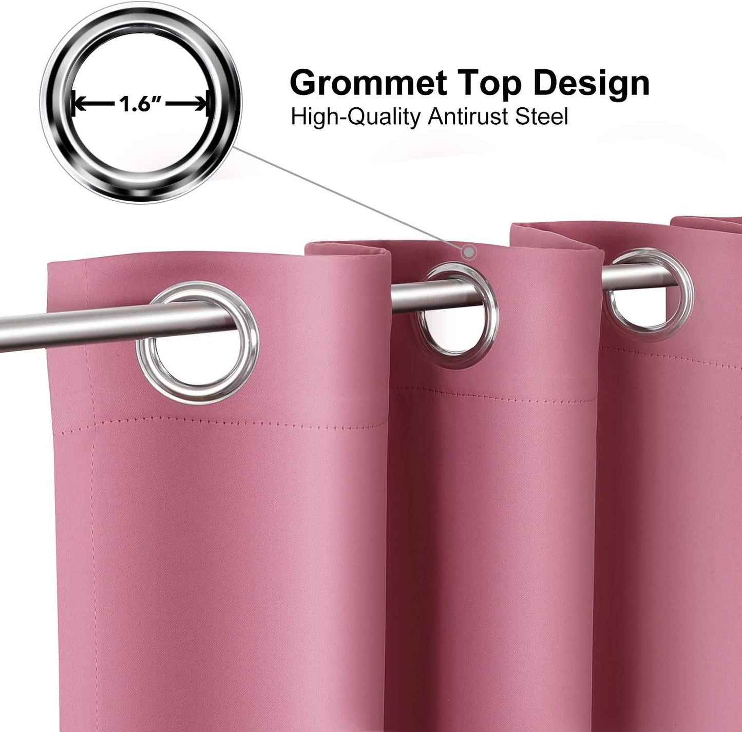 ChrisDowa Small Window Curtains for Kitchen and Bedroom - Grommet Short Thermal Insulated Room Darkening Curtains (2 Panels, Pink, 42 x 36 Inch)