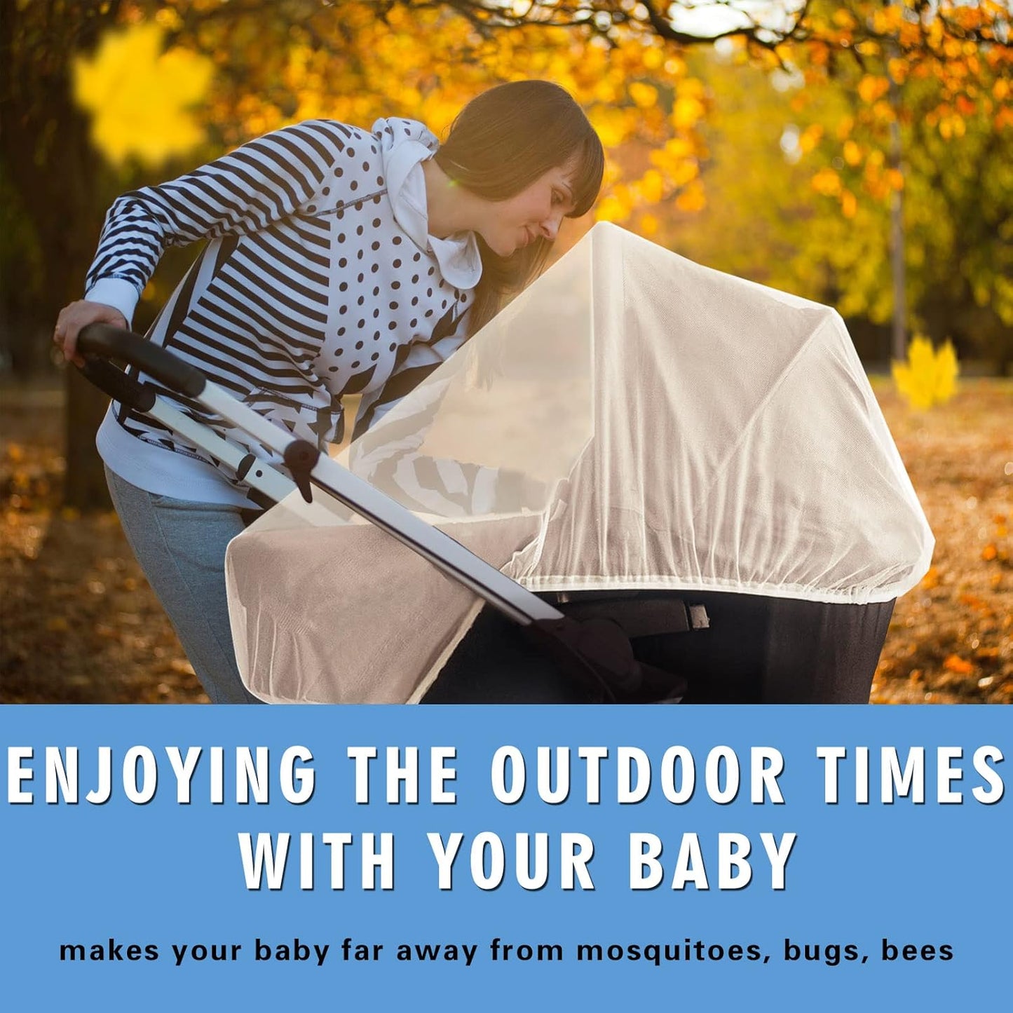 Mosquito Net for Stroller - Protective 2Pack Perfect Bug Net for Strollers, Bassinets, Cradles, Playards, Pack N Plays and Portable Mini Crib (Khaki)