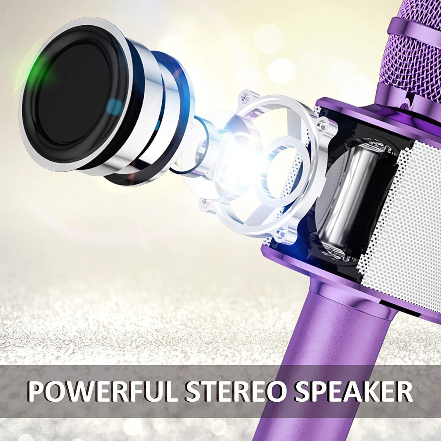 BONAOK Wireless Bluetooth Karaoke Microphone, 3-in-1 Portable Handheld Mic Speaker Machine for All Smartphones, for Girls Boys Kids Adults All Age Q37(Light Purple)