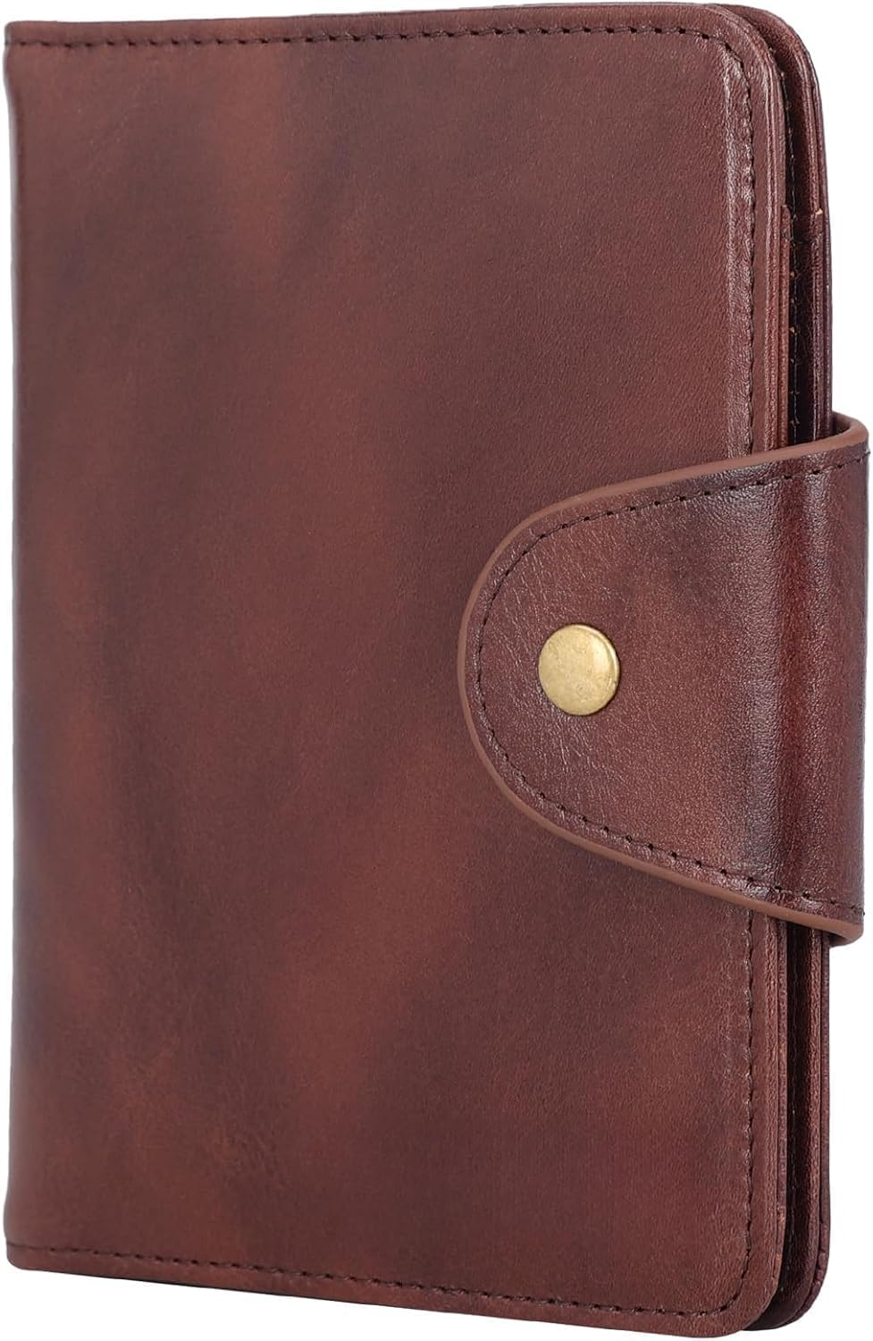 Real Leather Wallet Functional RFID Bifold Passport Holder Travel (Coffee)