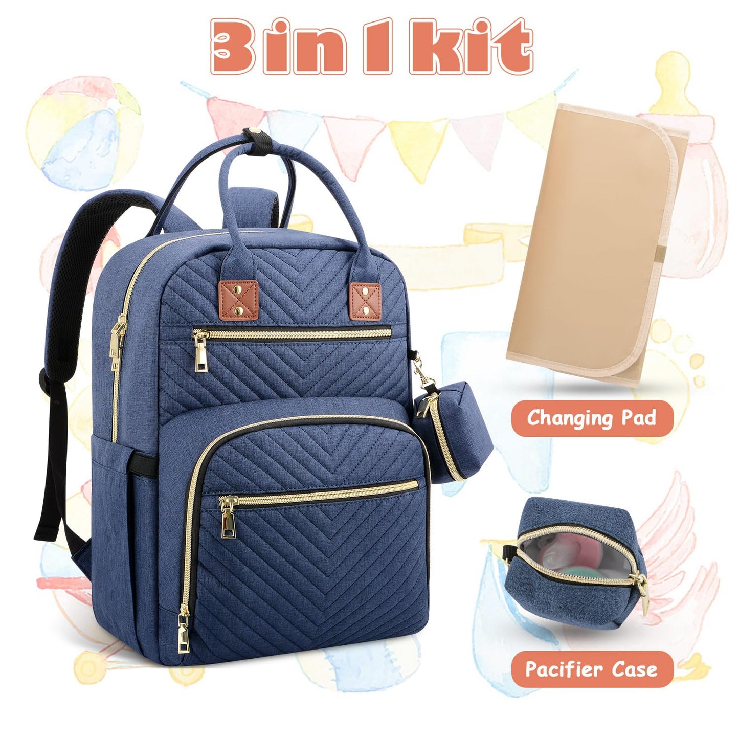 Baby Diaper Bag Backpack, Travel Diaper Bags for Baby Girl Boy Large Capacity Baby Bag Backpack for Women Peacock Blue