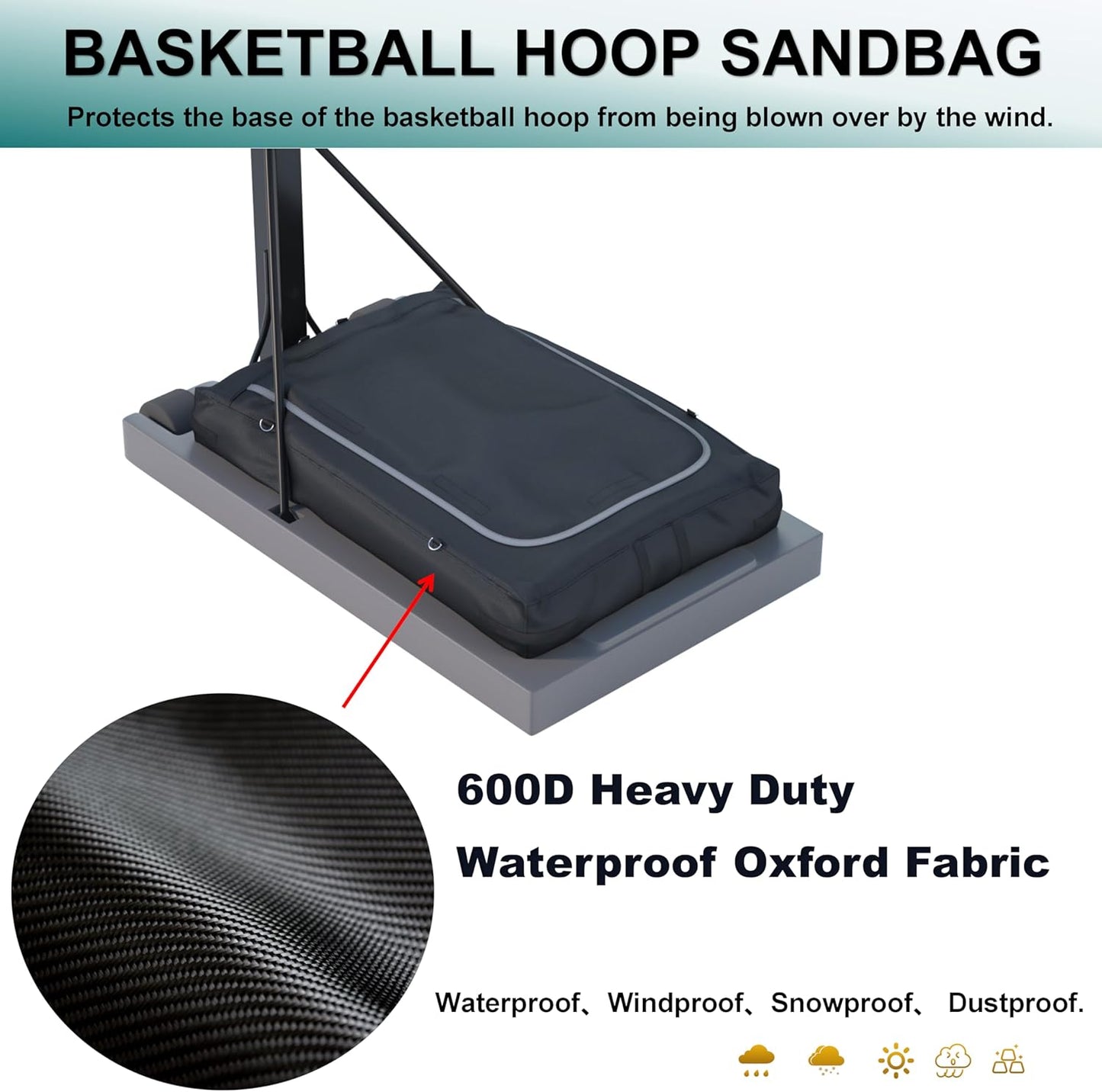 Basketball Hoop Sandbag，Weather-Proof Heavy Duty Weighted Base Anchor for Basketball Hoops, Basketball Hoop Anchor Can Hold in Excess of 200 lbs，Extra Safety for Your Sport