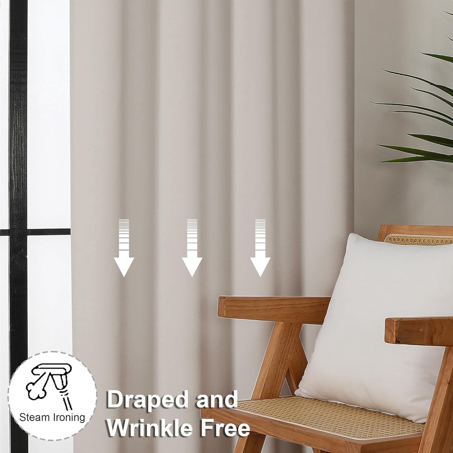 Simplebrand Ava Natural Blackout Curtains for Bedroom 96 Inches Long 2 Panels, Solid Thermal Insulated, Energy Saving Living Room Window Treatment Curtains Blackout Drapes, W40 x L96 Inch, Natural