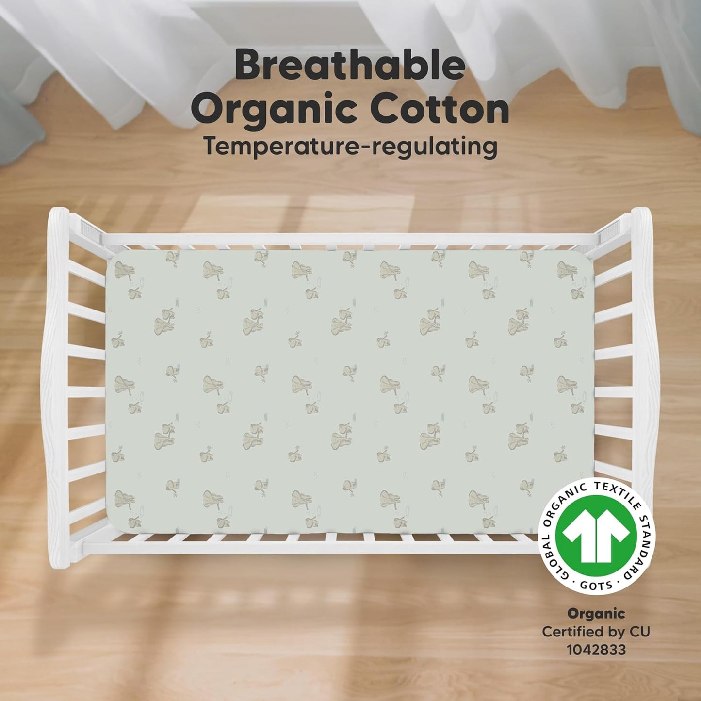 KeaBabies 2-Pack Organic Crib Sheets for Boys, Girls - 52x28 Fitted Crib Mattress Sheet Neutral, Breathable Jersey Cotton Cover for Baby Bed, Toddler Mattress, Soft & Cute Prints (Elly)