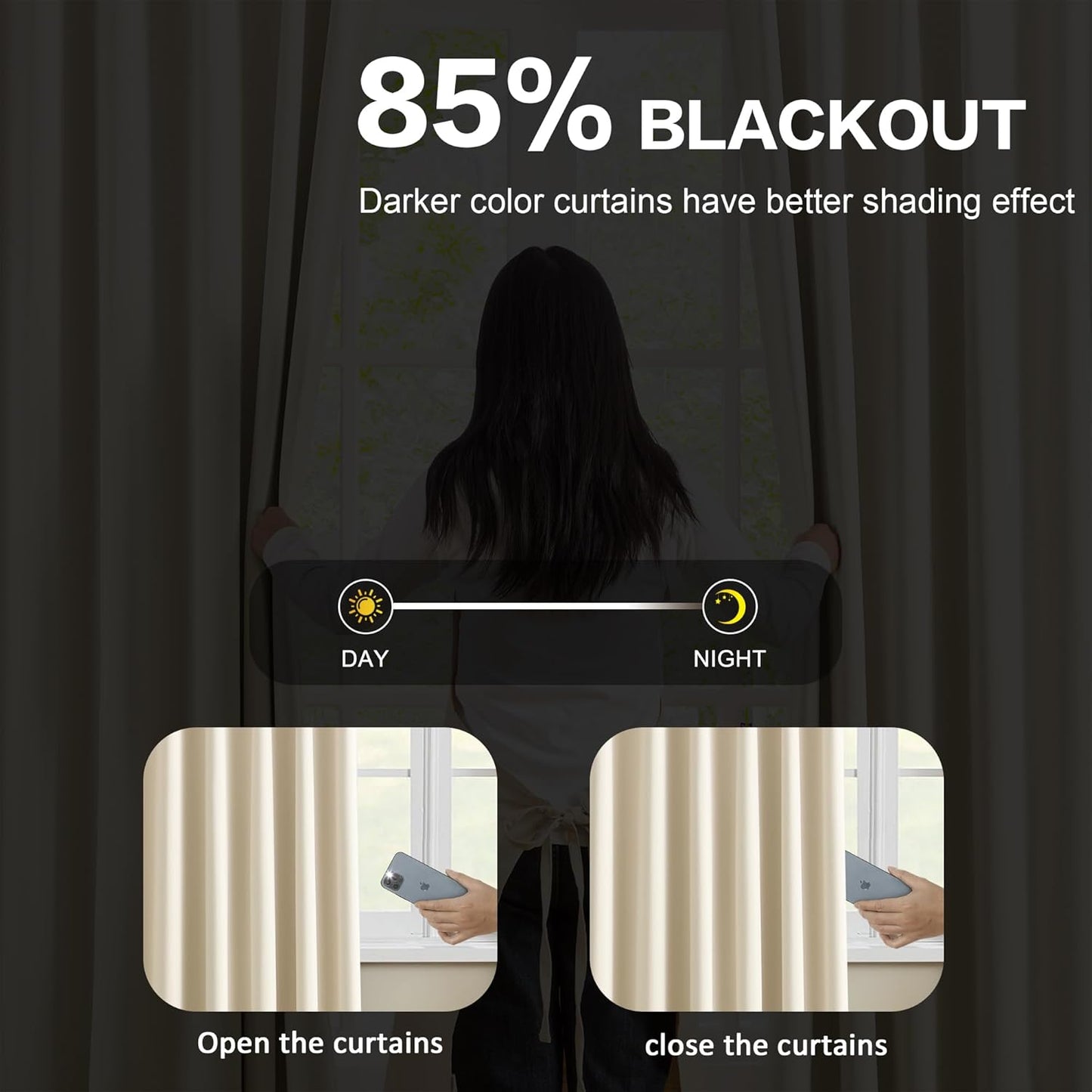 KEQIAOSUOCAI Cream Pleated Blackout Bedroom Curtains 72 Inches Long 6 Ft Length, Summer Heat Thermal Insulated Pinch Pleat Vertical Drapes Cute Window Drapes for Bedroom(Beige,40"x72"x2 Panels)