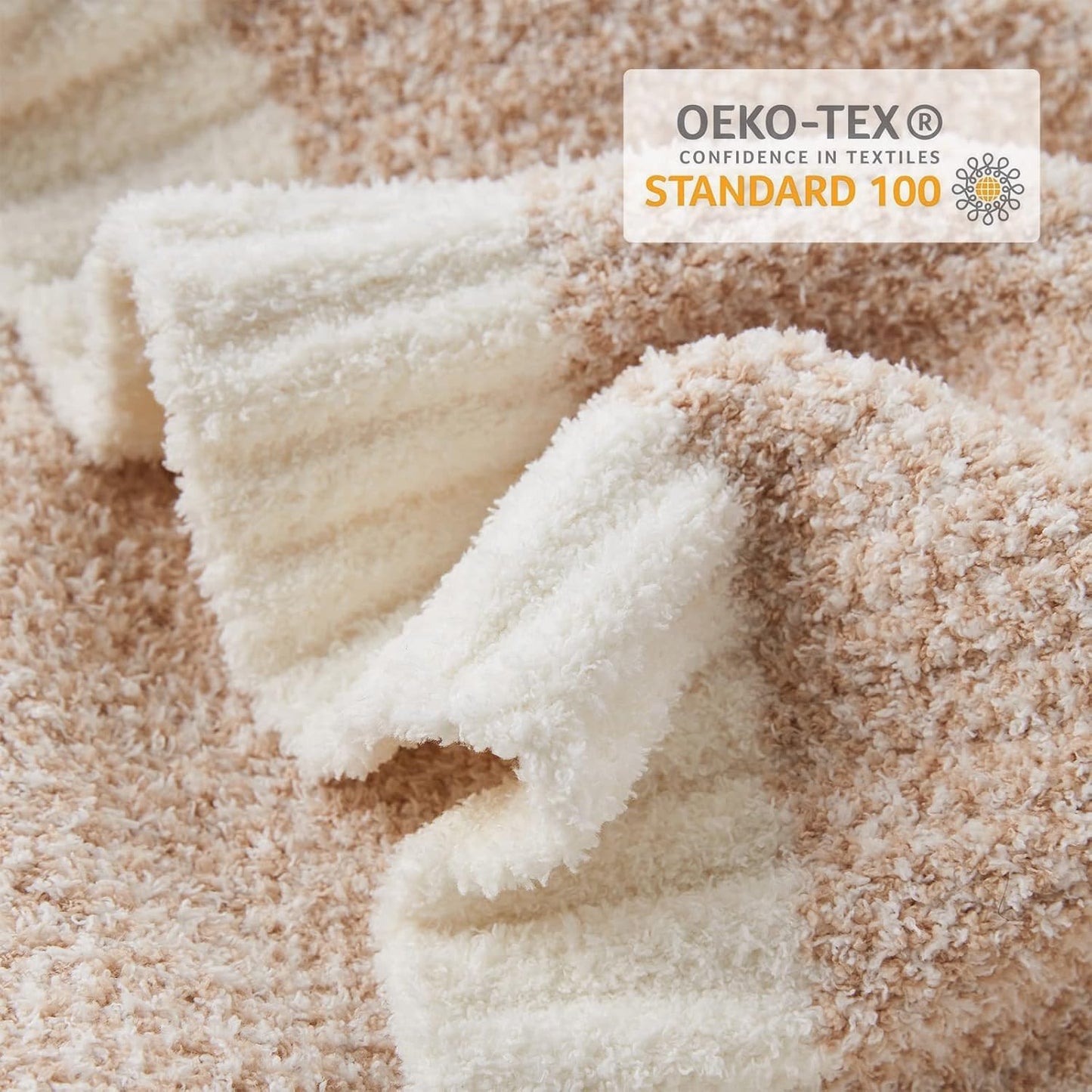 Snuggle Sac Queen Size Bedding Blankets, Super Soft Warm Oversized Bed Blankets Cozy Knit Fuzzy Blankets for Bed, Heather Beige, 90x90 inches