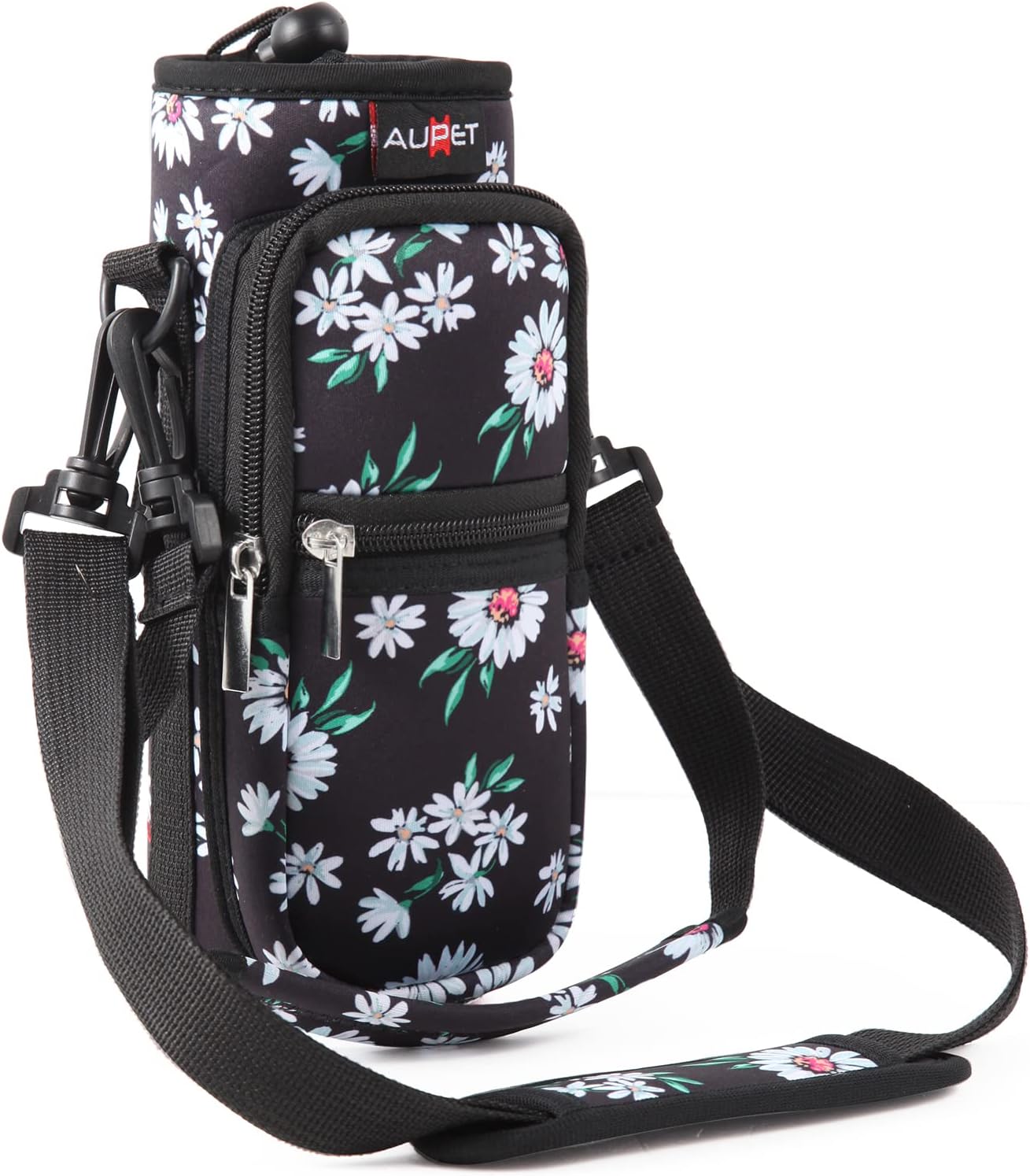 AUPET Water Bottle Sling Bag Sleeve Holder Carrier 25/32/40/64 oz,Insulated Crossbody Water Bottle Case Cover with Strap and Pockets for Men/Women Walking Hiking