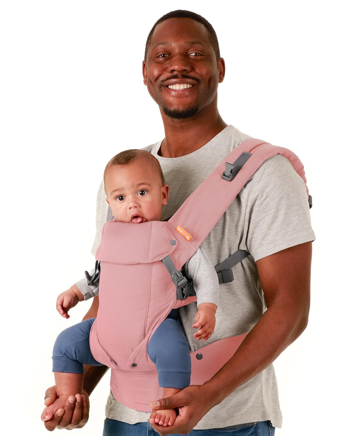 Beco Baby Gemini Newborn to Toddler Carrier - Front, Back and Hip Seat, Backpack & Front With Adjustable Seat, Ergonomic Holder 7-35lbs (Pink Linen)