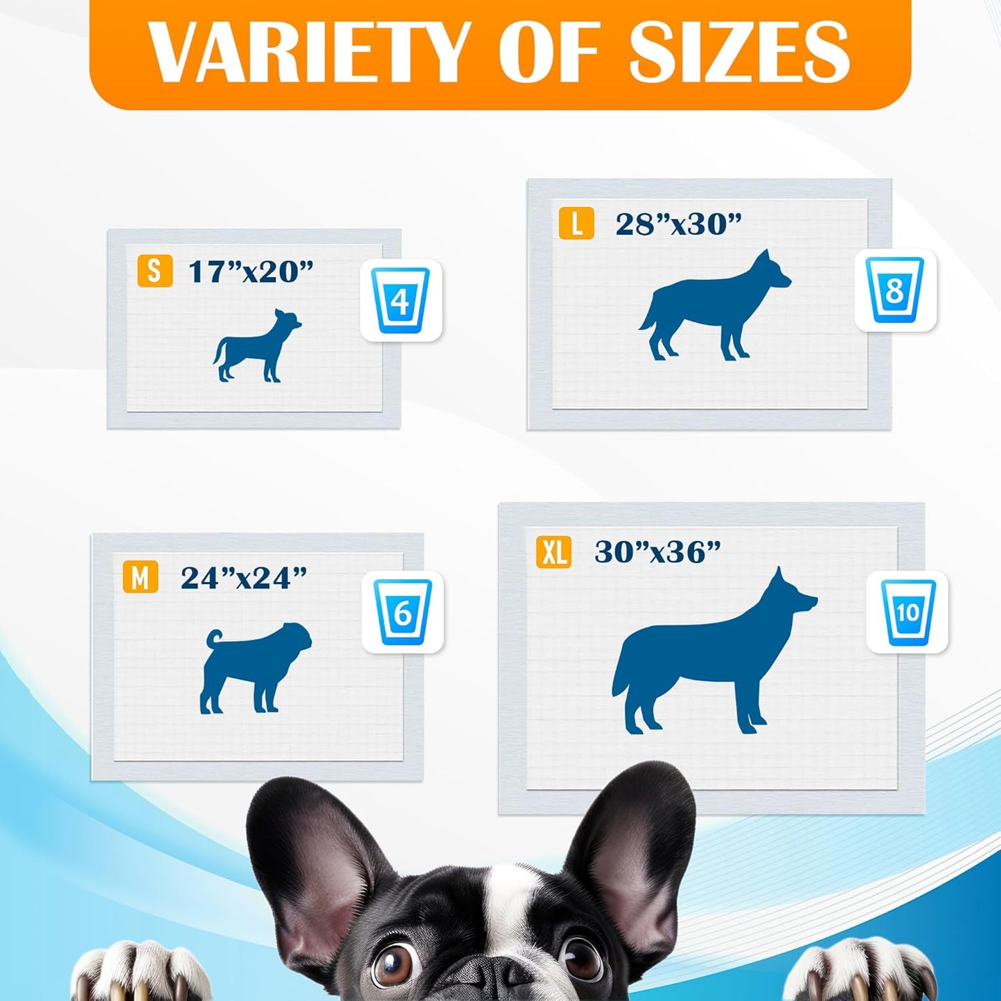 Paws & Claws Premium Disposable Dog Pee Pads – Medium 24"x24", 50 Count – 6-Layer Leak‑Proof, Super Absorbent (Holds 6 Cups), Odor Control, Quick‑Drying, Non‑Slip – Puppy & Senior Training