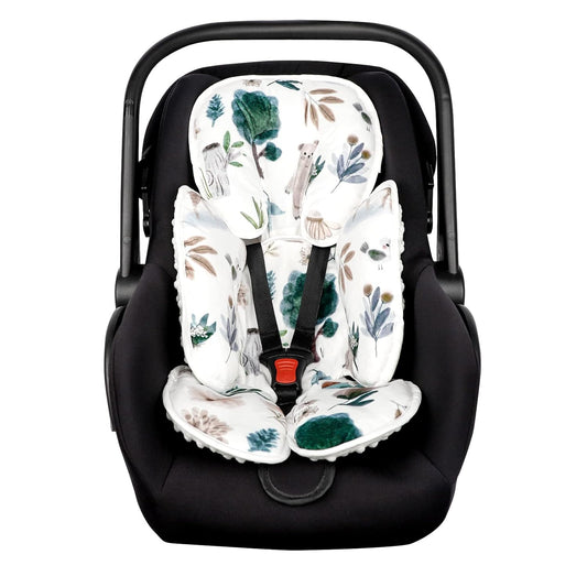 2 in 1 Infant Car Seat Insert, Car Seat Head Support Baby Girls Boys, Soft Newborn Carseat Insert Cushion, Perfect for Carseats, Strollers, Swings (White Animals)