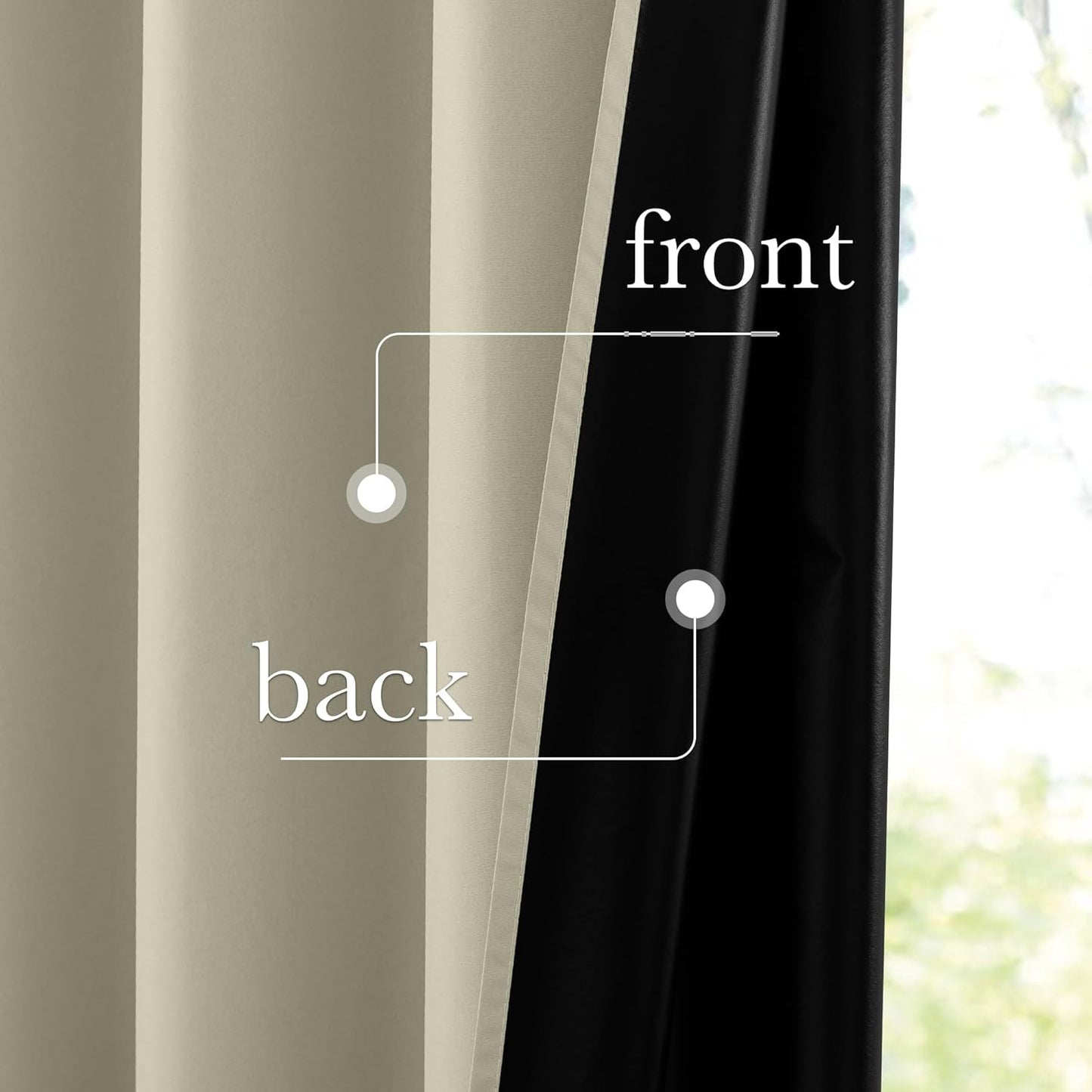NICETOWN 100% Blackout Muted Beige Curtains 84 inches Long, Grommet Energy Saving Thermal Insulated Window Treatments Lightweight for Bedroom/Home Office, W52 x L84, 2 Panels