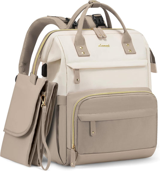 LOVEVOOK Diaper Bag Backpack, Baby Bag with Changing Station, Large Diaper Backpack for Moms Dads, Waterproof Leather Accents Baby Boy and Girl Bag for Travel Baby Essentials